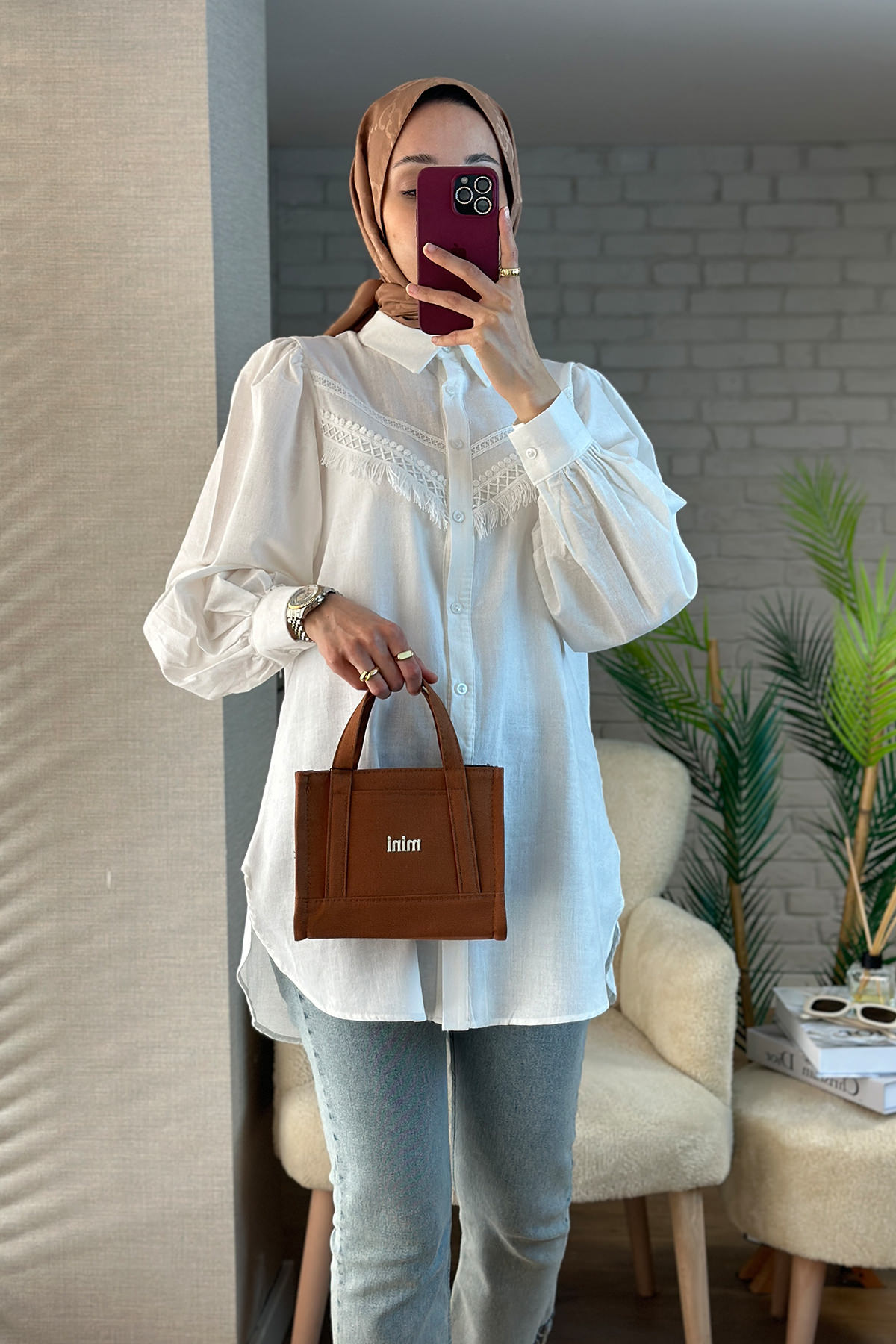 2109 Balon Kol Gömlek - BEYAZ |  