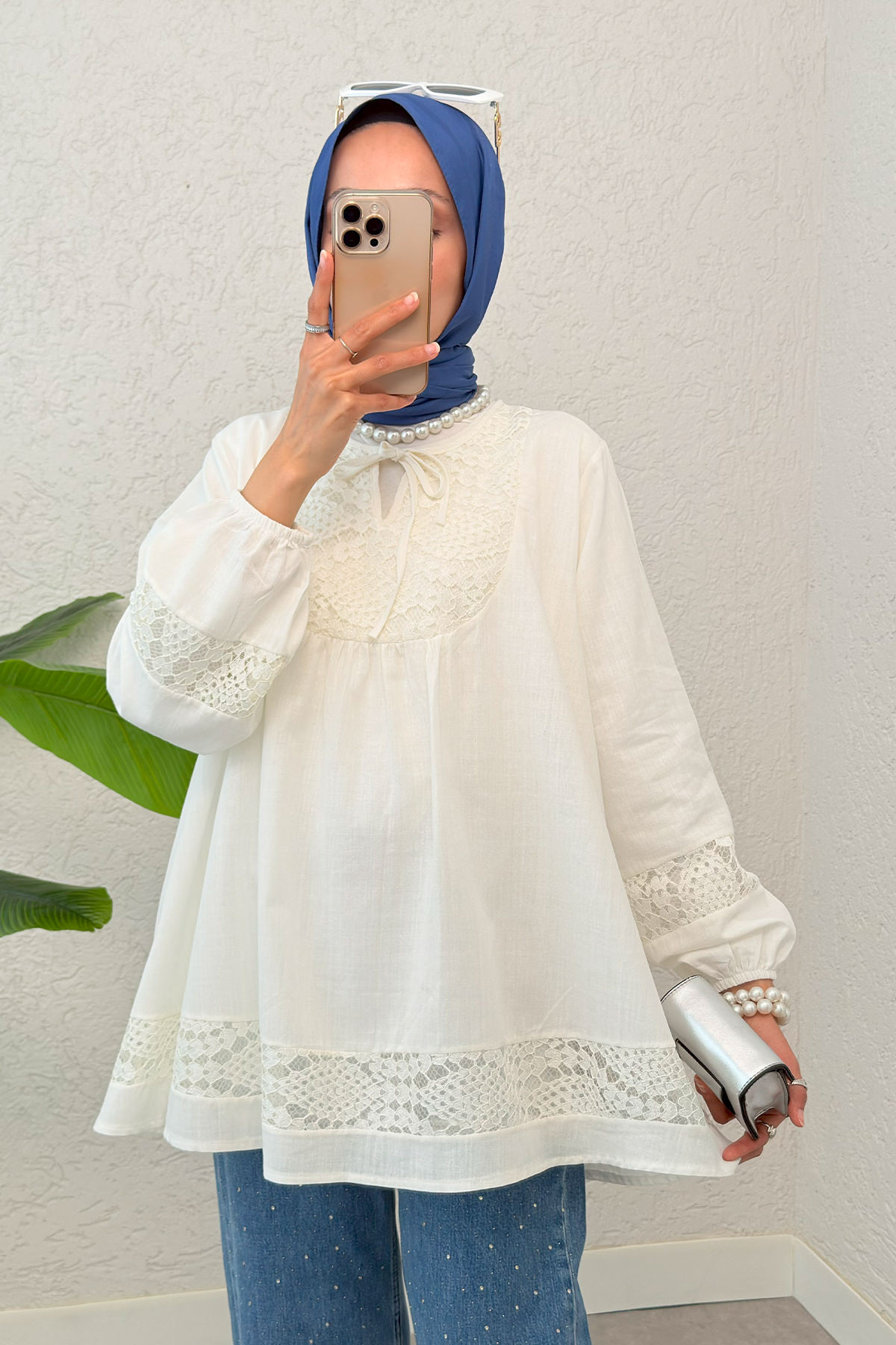 Dantel Detaylı Tunik 2305 - BEYAZ |  