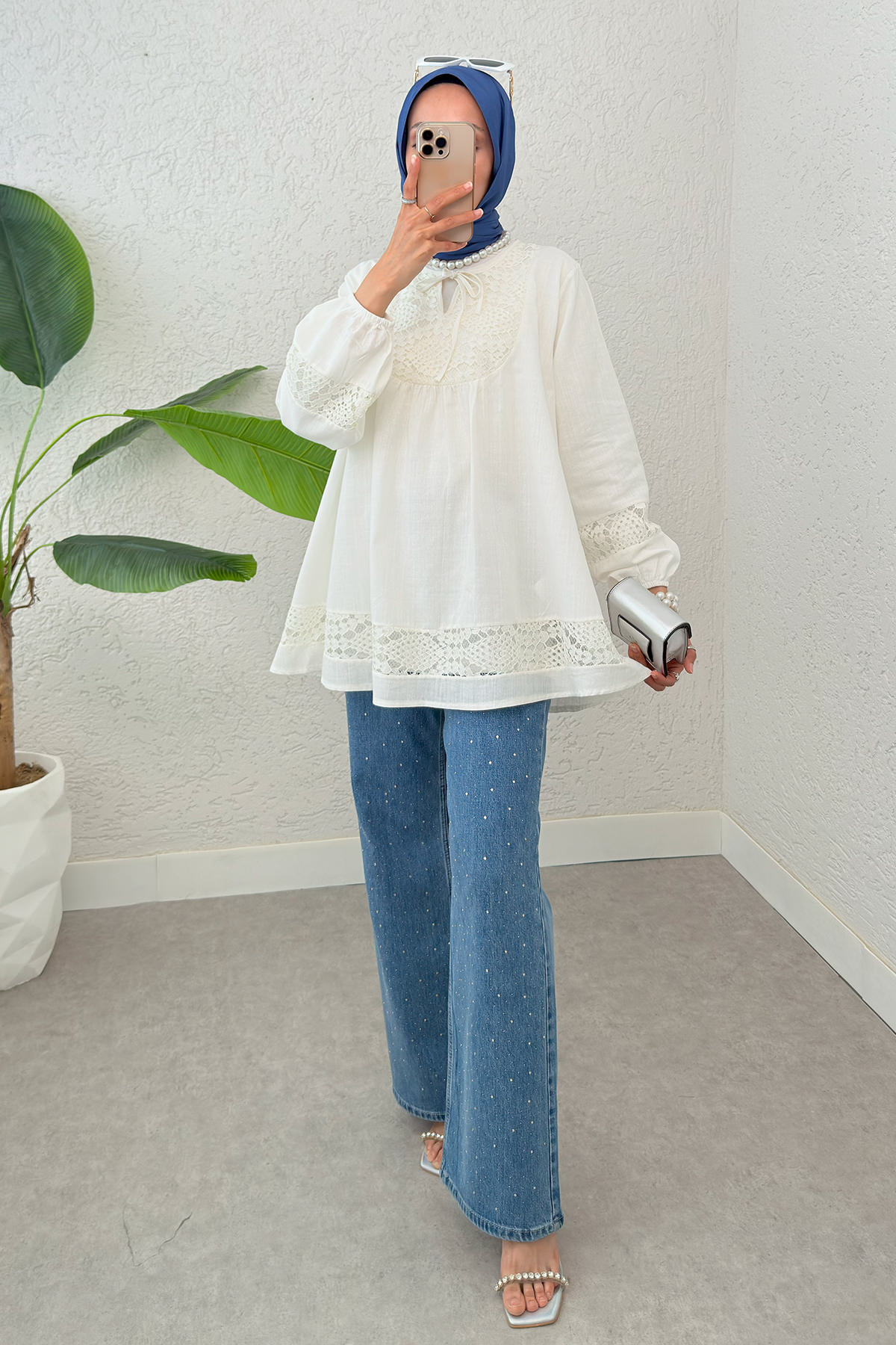 Dantel Detaylı Tunik 2305 - BEYAZ |  