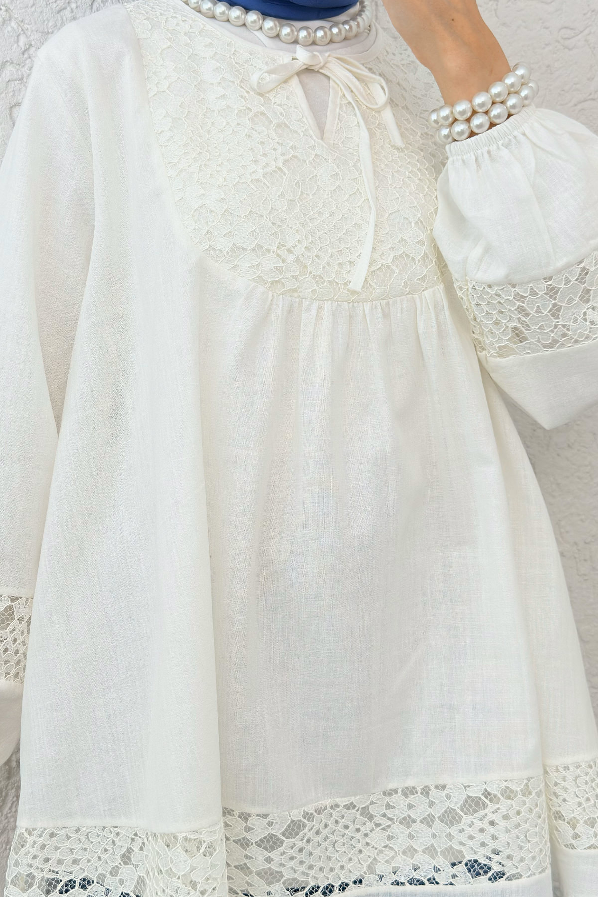 Dantel Detaylı Tunik 2305 - BEYAZ |  