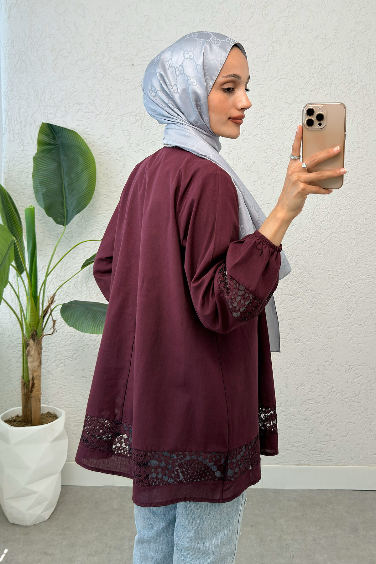 Dantel Detaylı Tunik 2305 - BORDO |  