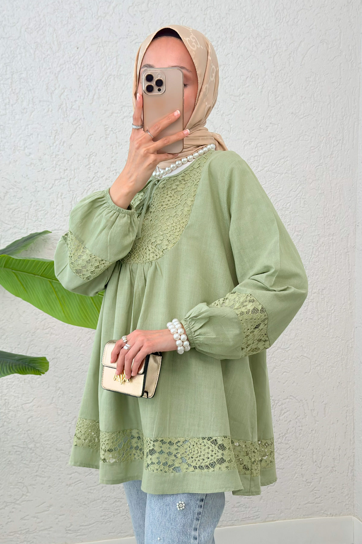 Dantel Detaylı Tunik 2305 - HAKİ |  