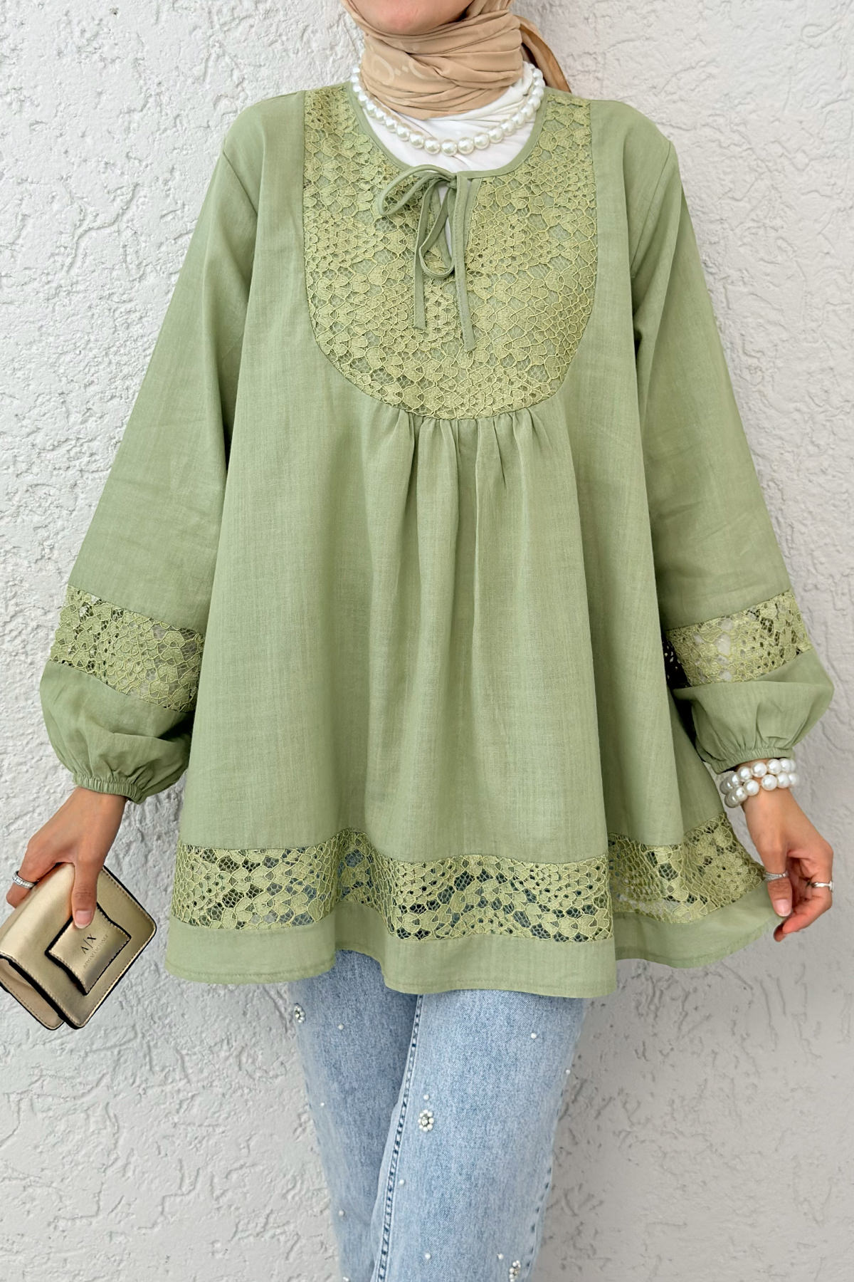 Dantel Detaylı Tunik 2305 - HAKİ |  