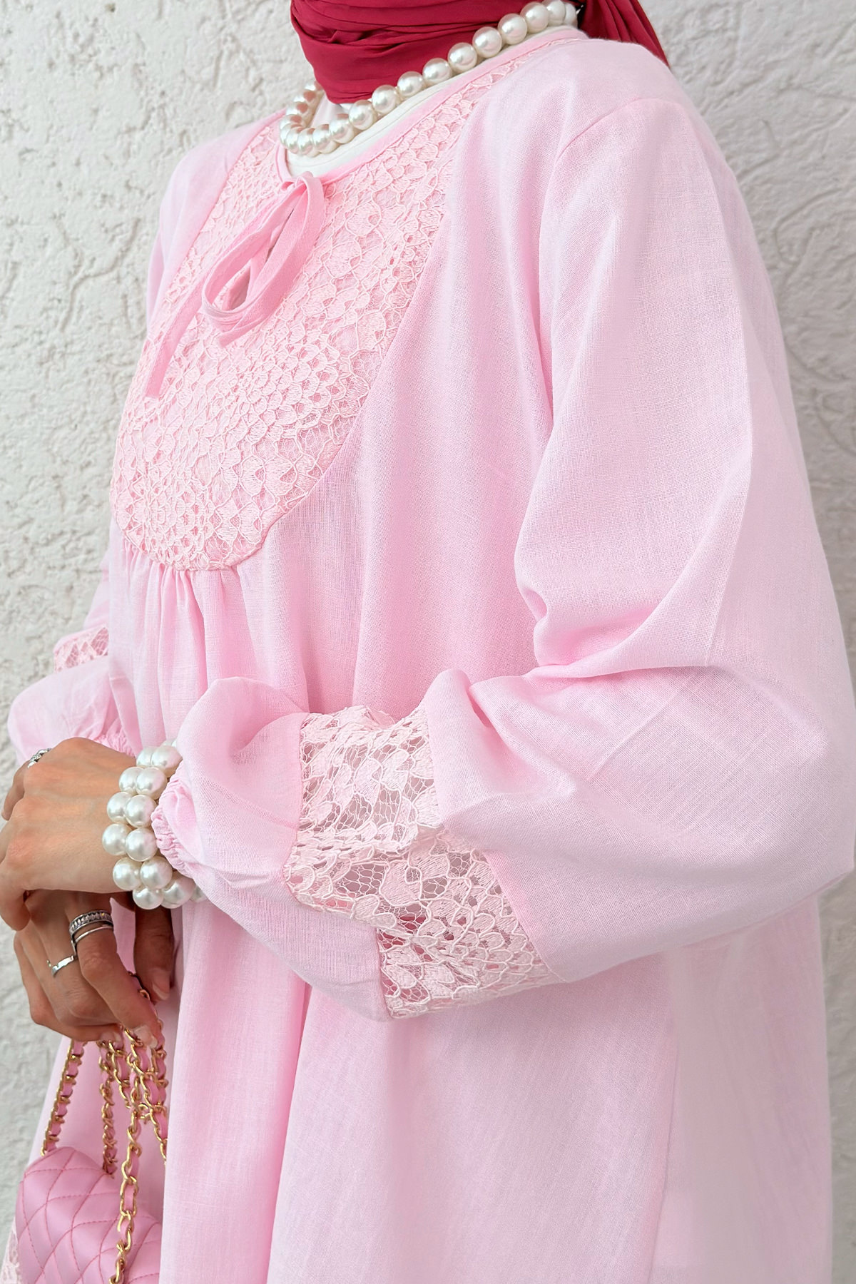 Dantel Detaylı Tunik 2305 - PEMBE |  