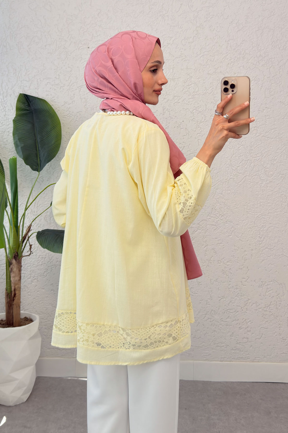 Dantel Detaylı Tunik 2305 - SARI |  