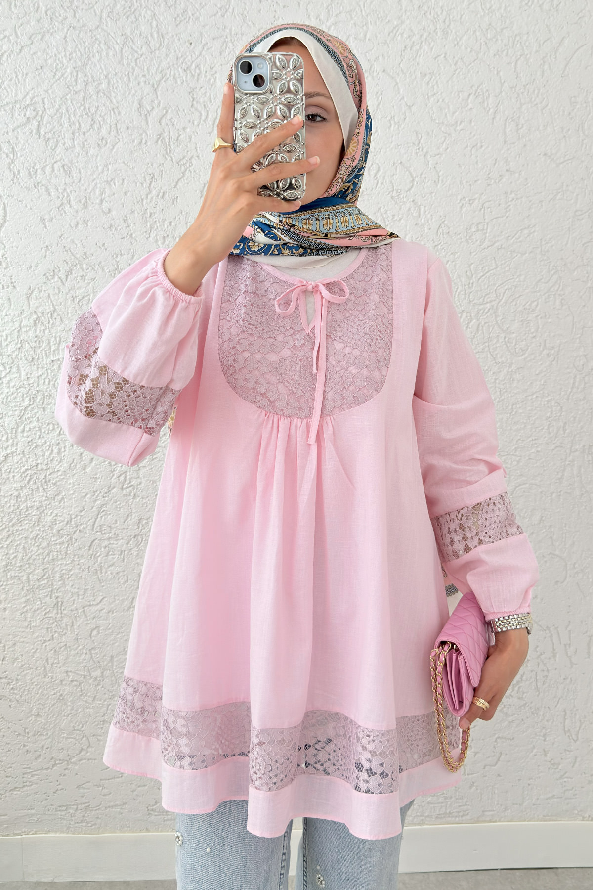 Dantel Detaylı Tunik 2305 - PUDRA |  