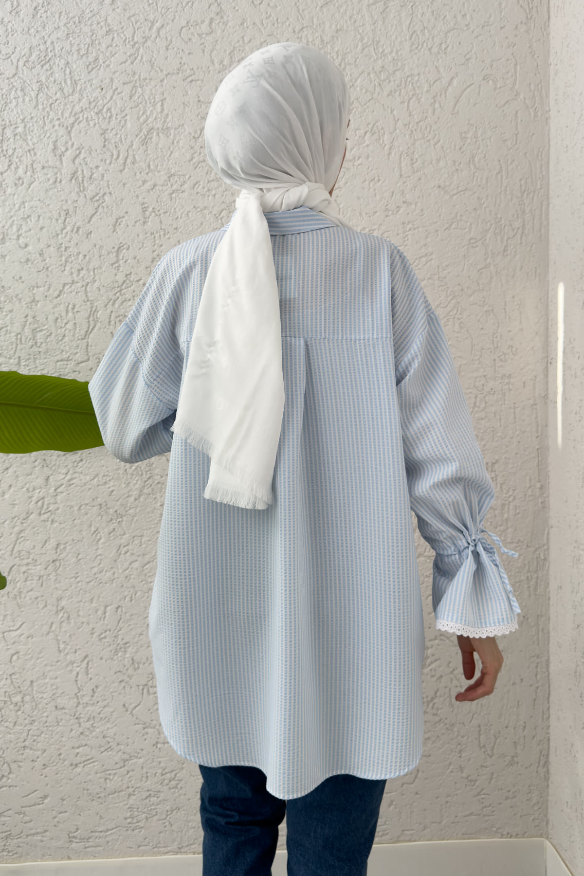 Kolu Fisto Nakışlı Gömlek 2226 - AÇIK MAVİ |  