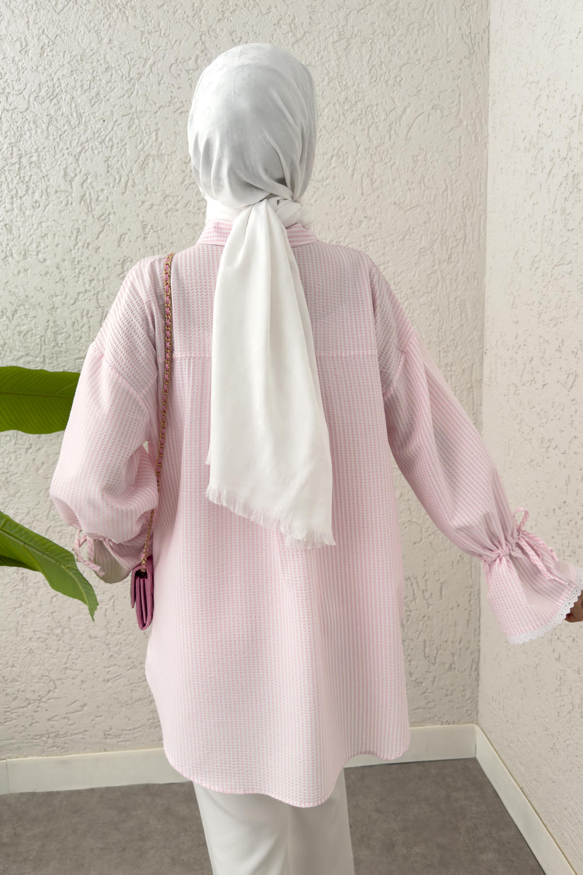 Kolu Fisto Nakışlı Gömlek 2226 - PEMBE |  