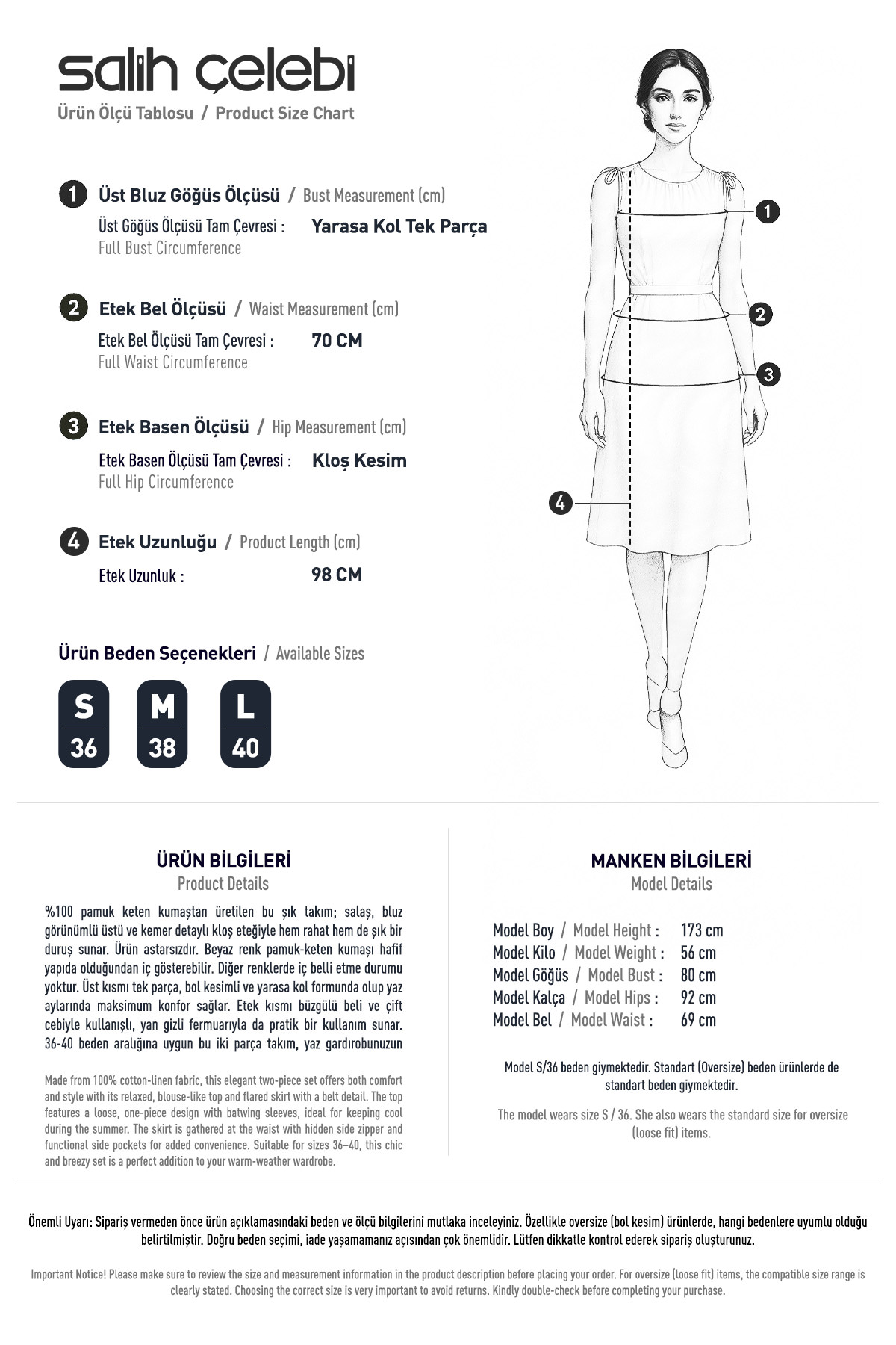 Kloş Etekli Keten Takım 31287 - FUŞYA |  