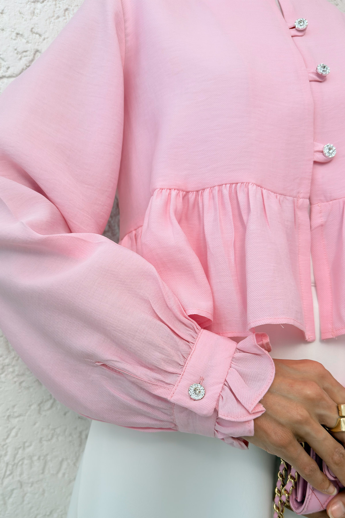 Eteği Fırfırlı Gömlek 2321 - PEMBE |  