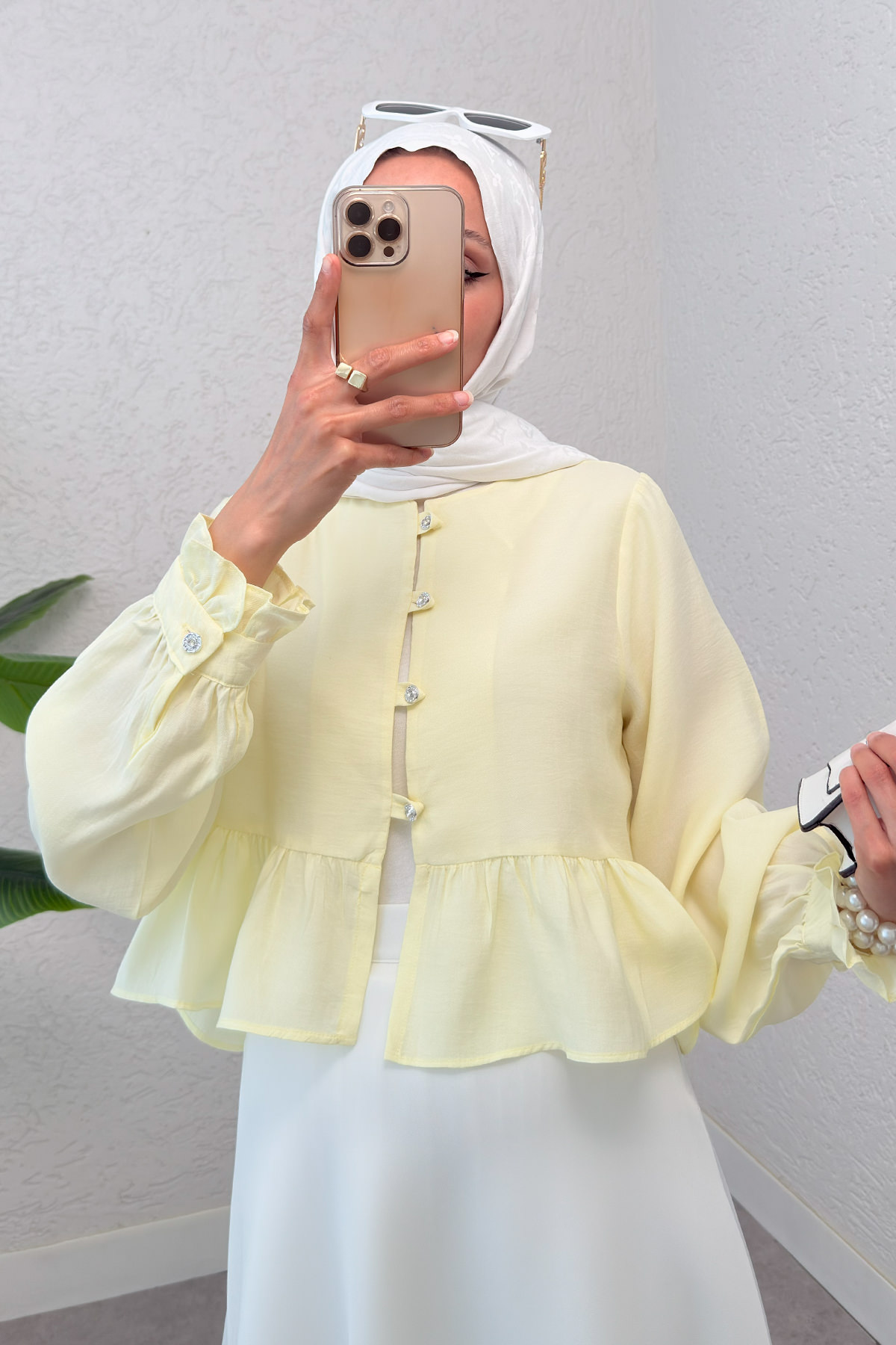 Eteği Fırfırlı Gömlek 2321 - SARI |  