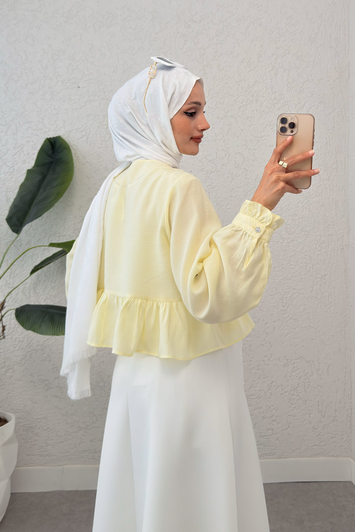 Eteği Fırfırlı Gömlek 2321 - SARI |  