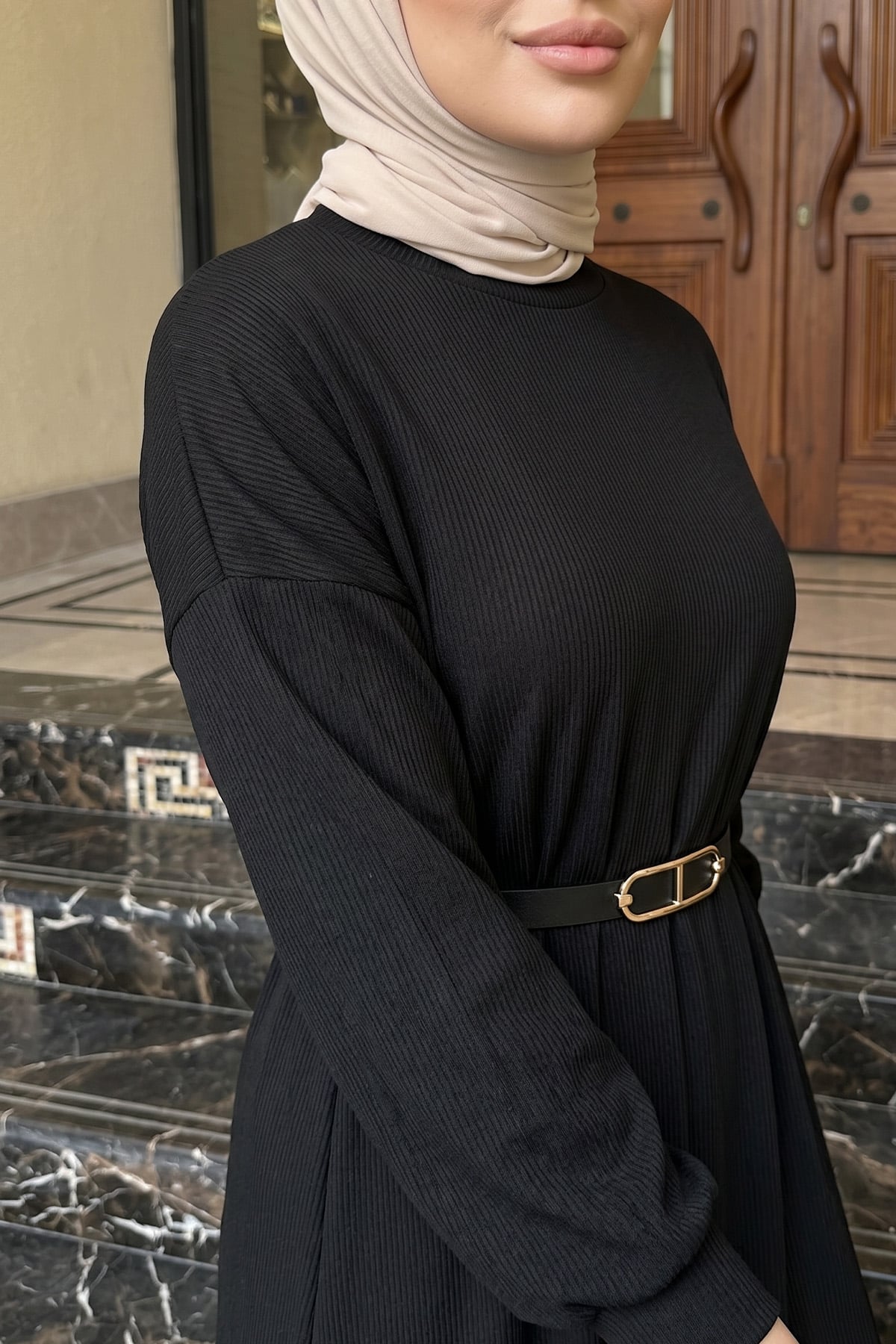 Reglan Kol Basic Elbise 2239 - SİYAH |  