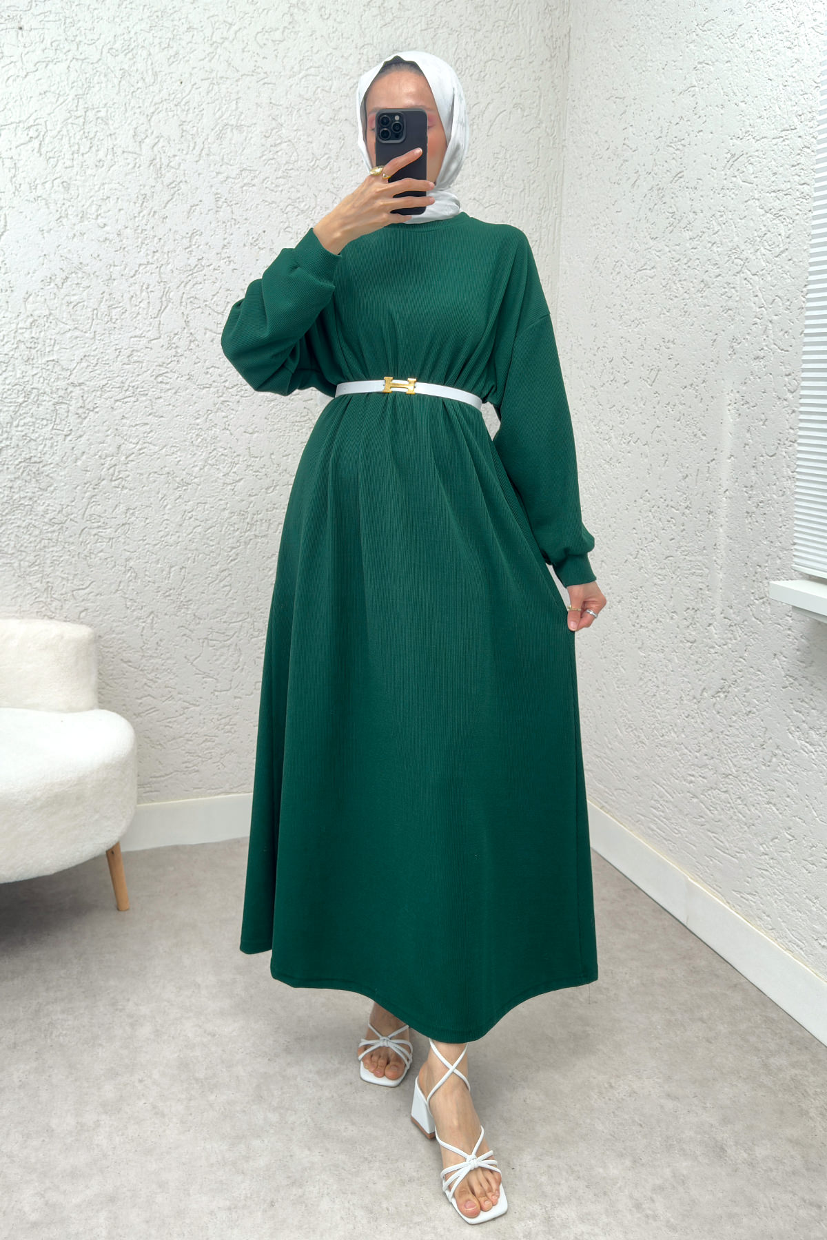 Abaya Tesettür Elbise 2239 - ZÜMRÜT YEŞİLİ |  