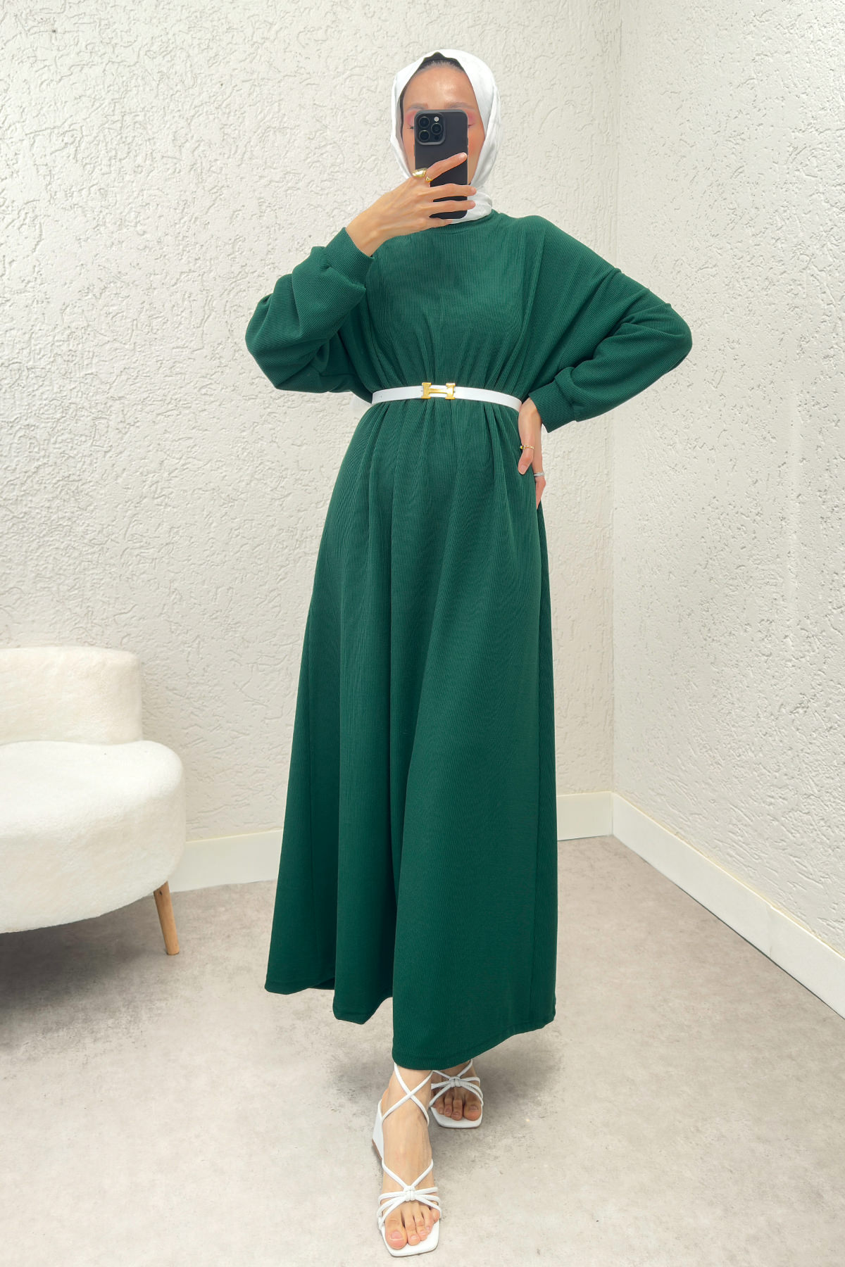 Abaya Tesettür Elbise 2239 - ZÜMRÜT YEŞİLİ |  