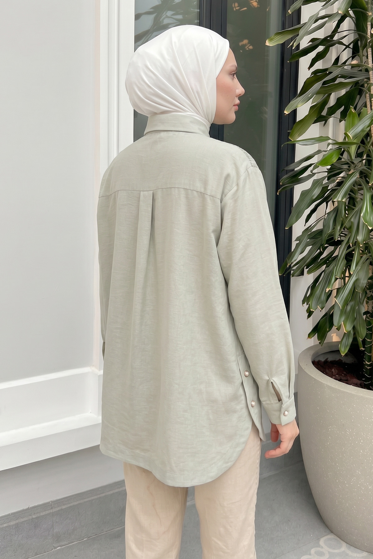 Önü Dantel Detaylı Tunik 61640 - MİNT YEŞİLİ |  
