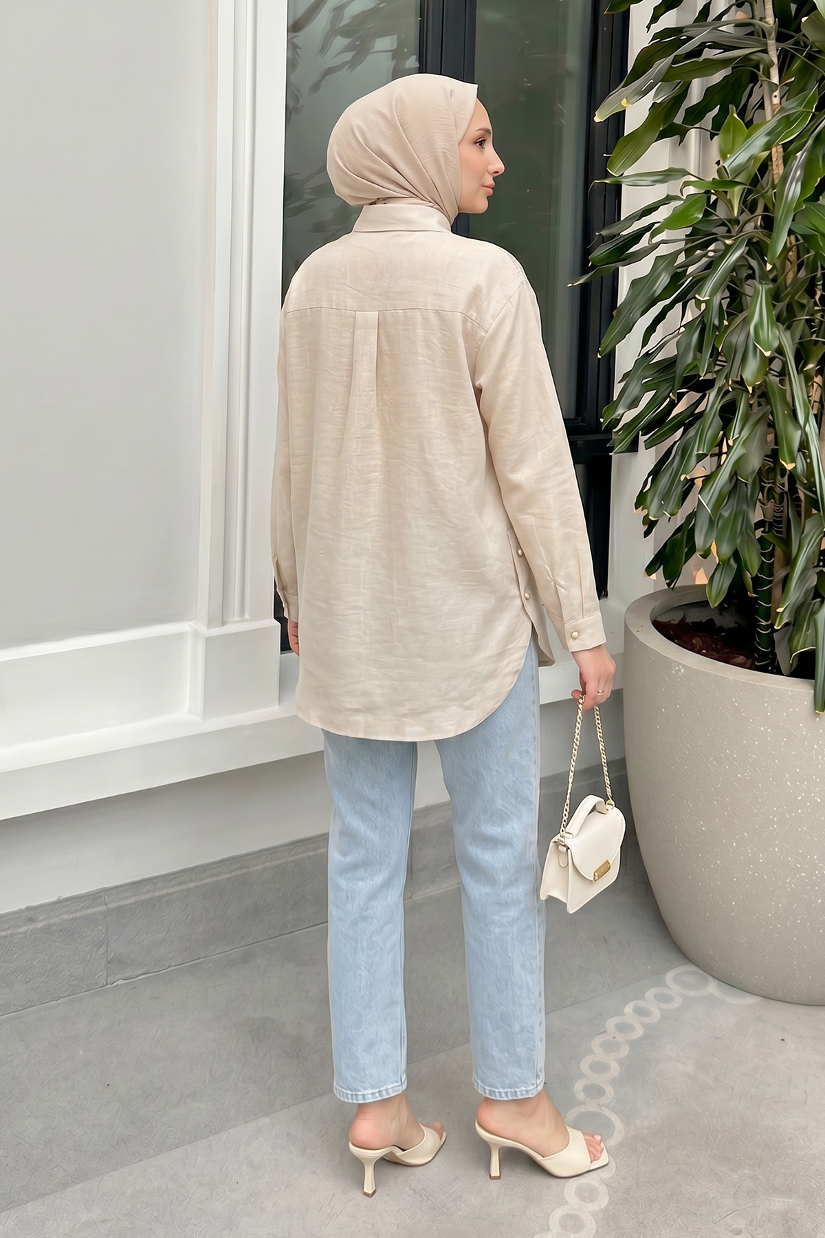 Önü Dantel Detaylı Tunik 61640 - BEJ |  