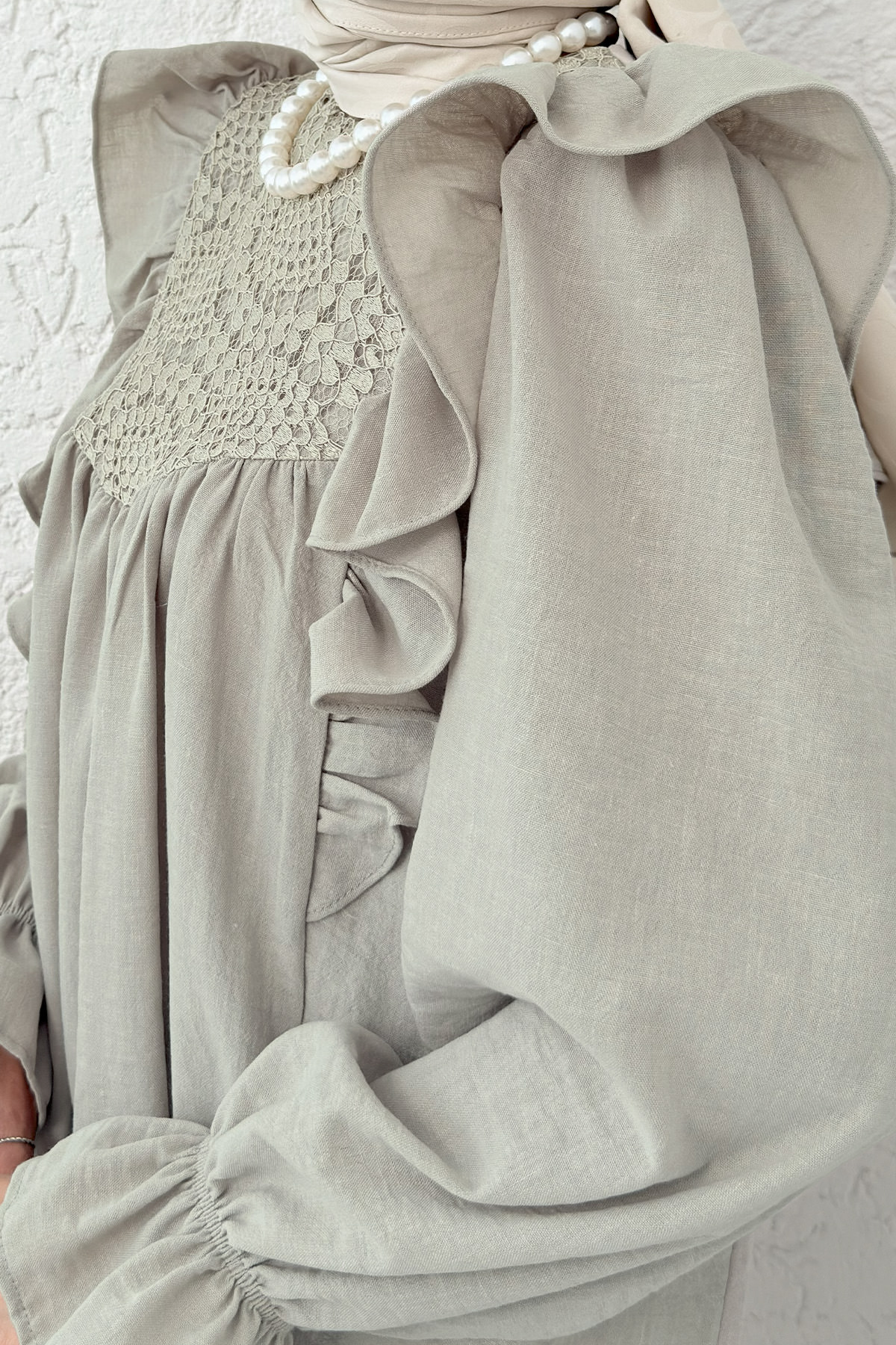 Omuz Fırfır Detaylı Tunik 2044 - KOYU BEJ |  