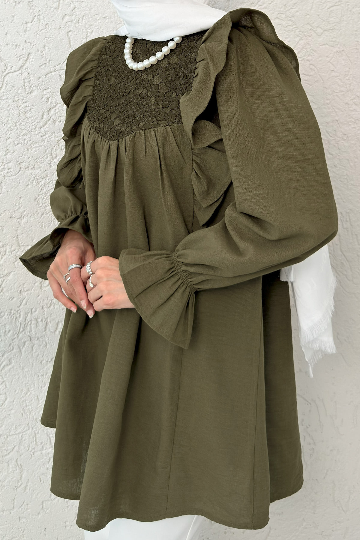 Omuz Fırfır Detaylı Tunik 2044 - KOYU HAKİ |  