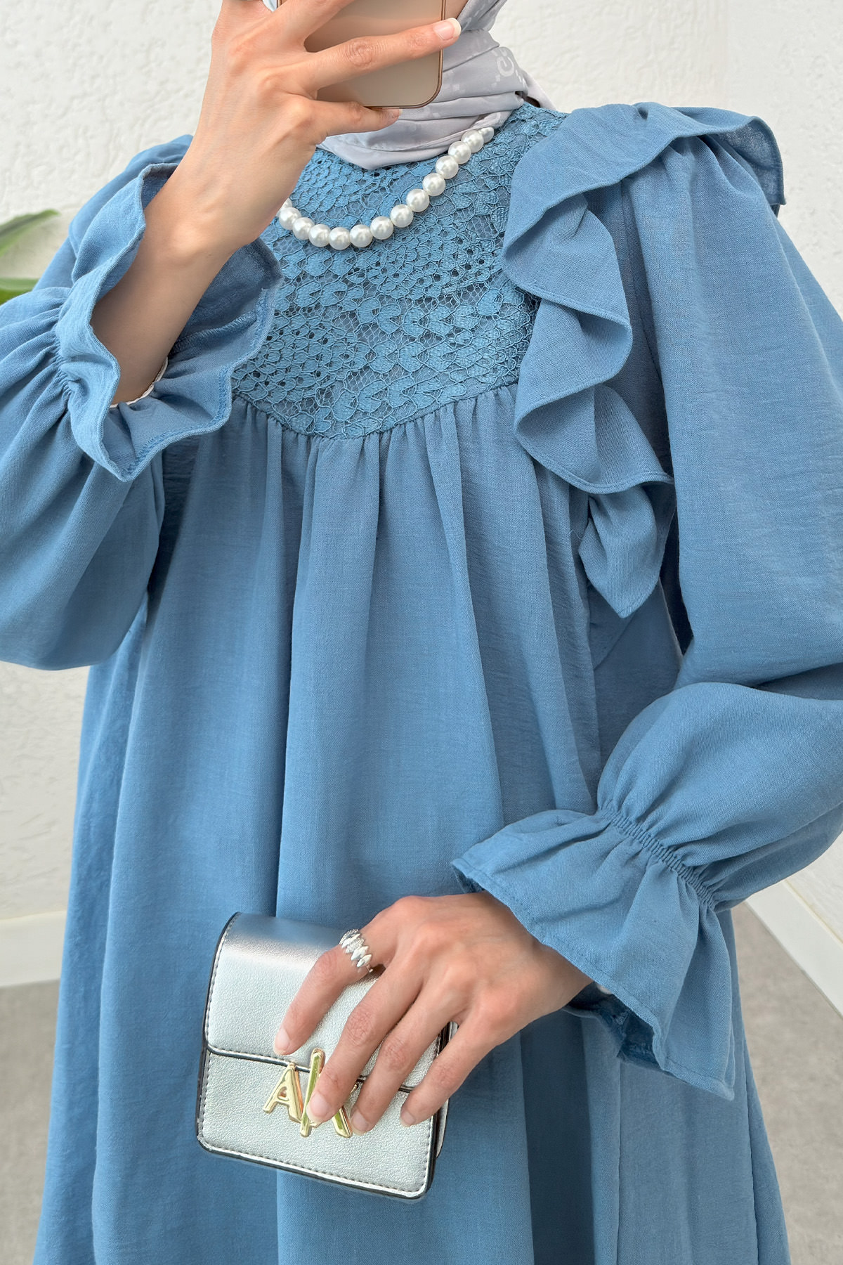 Omuz Fırfır Detaylı Tunik 2044 - MAVİ |  