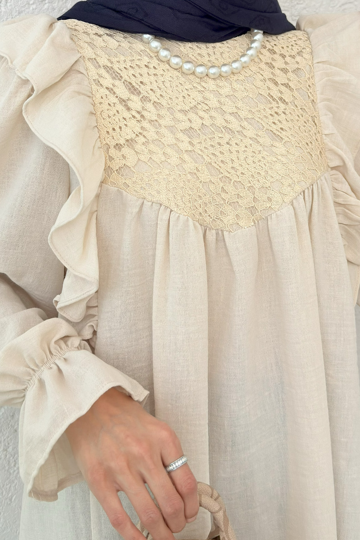 Omuz Fırfır Detaylı Tunik 2044 - TAŞ RENGİ |  