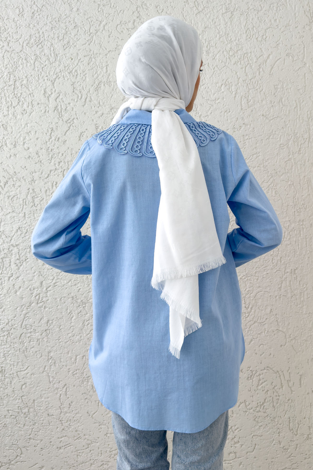 Yakalık Detaylı Gömlek 2214 - BEBE MAVİSİ |  