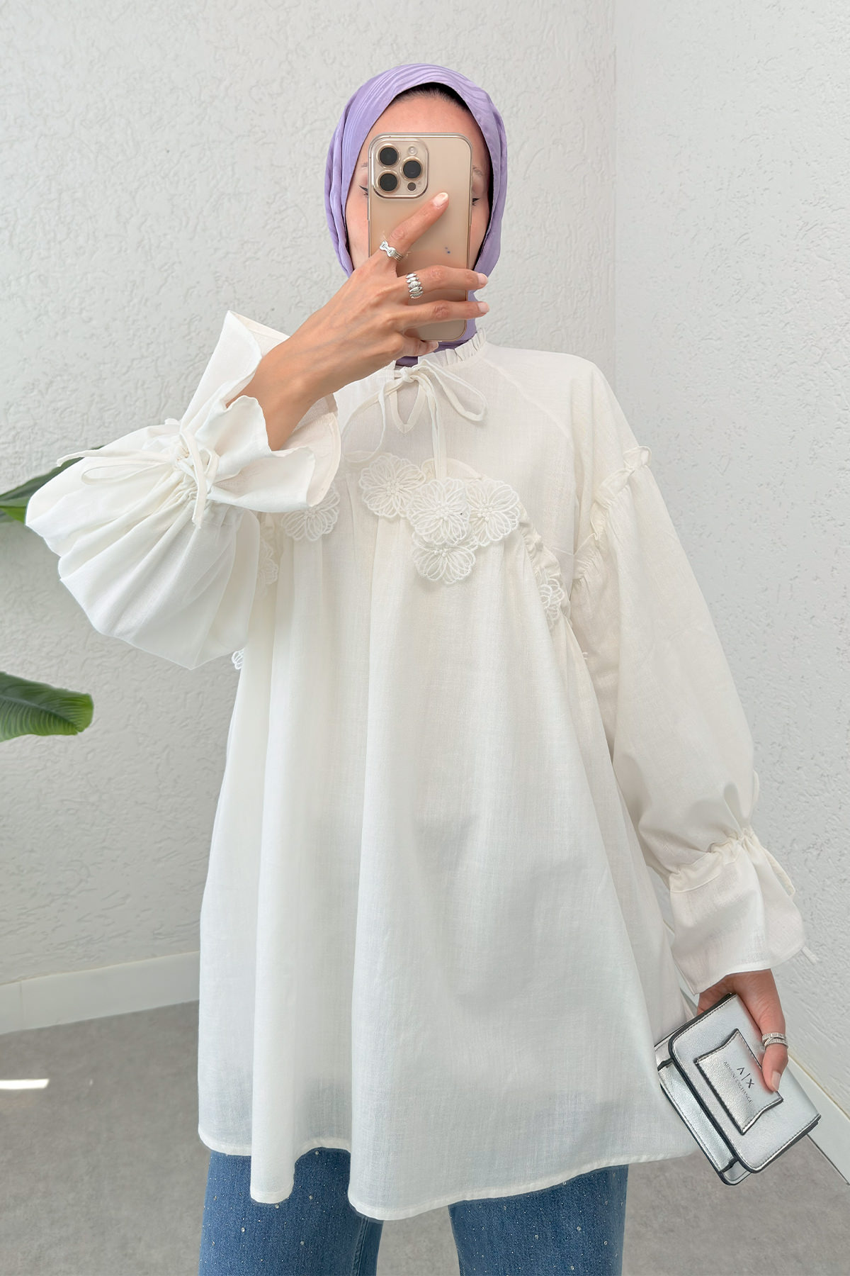 Brode Detaylı Tunik 2311 - KREM |  