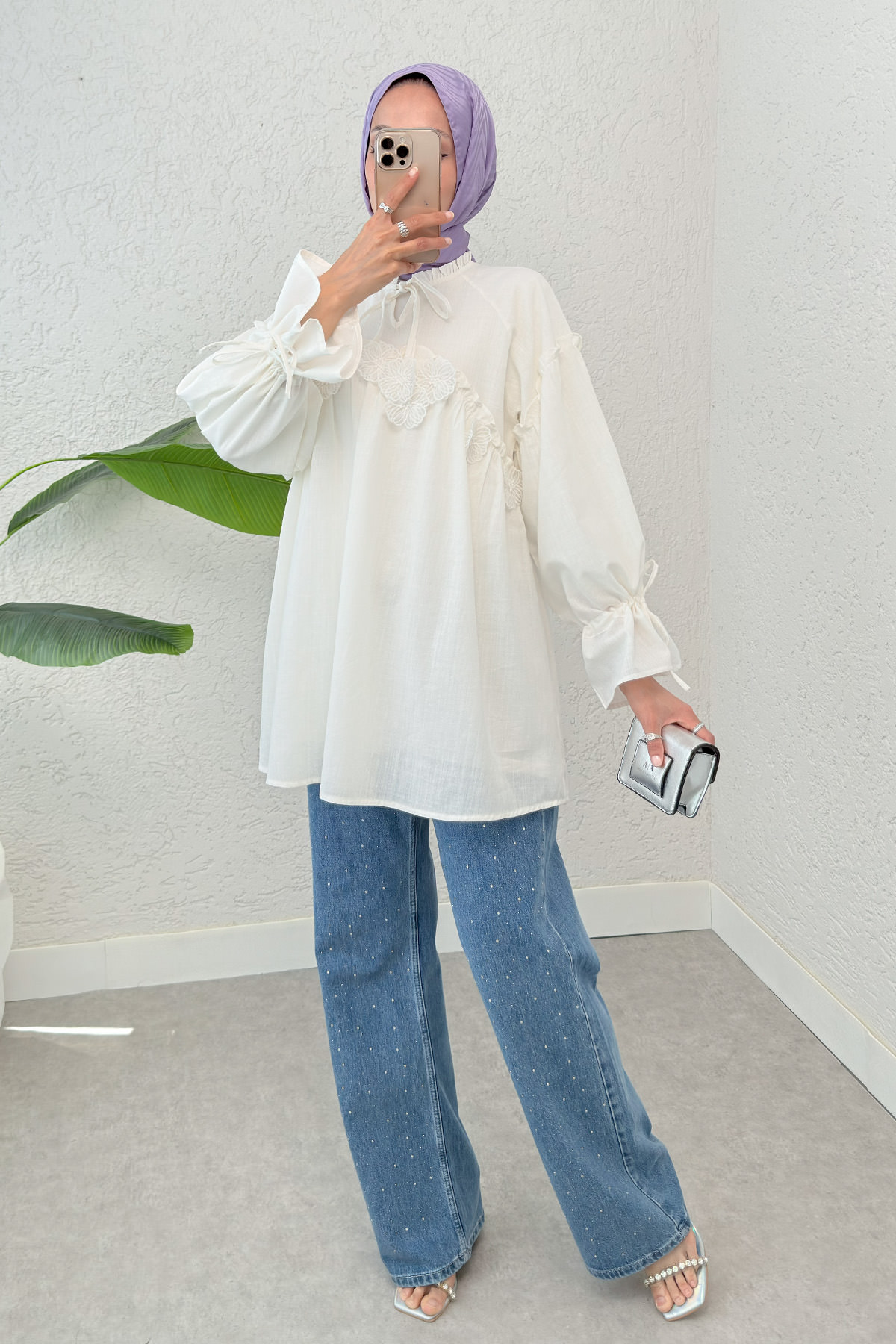 Brode Detaylı Tunik 2311 - KREM |  