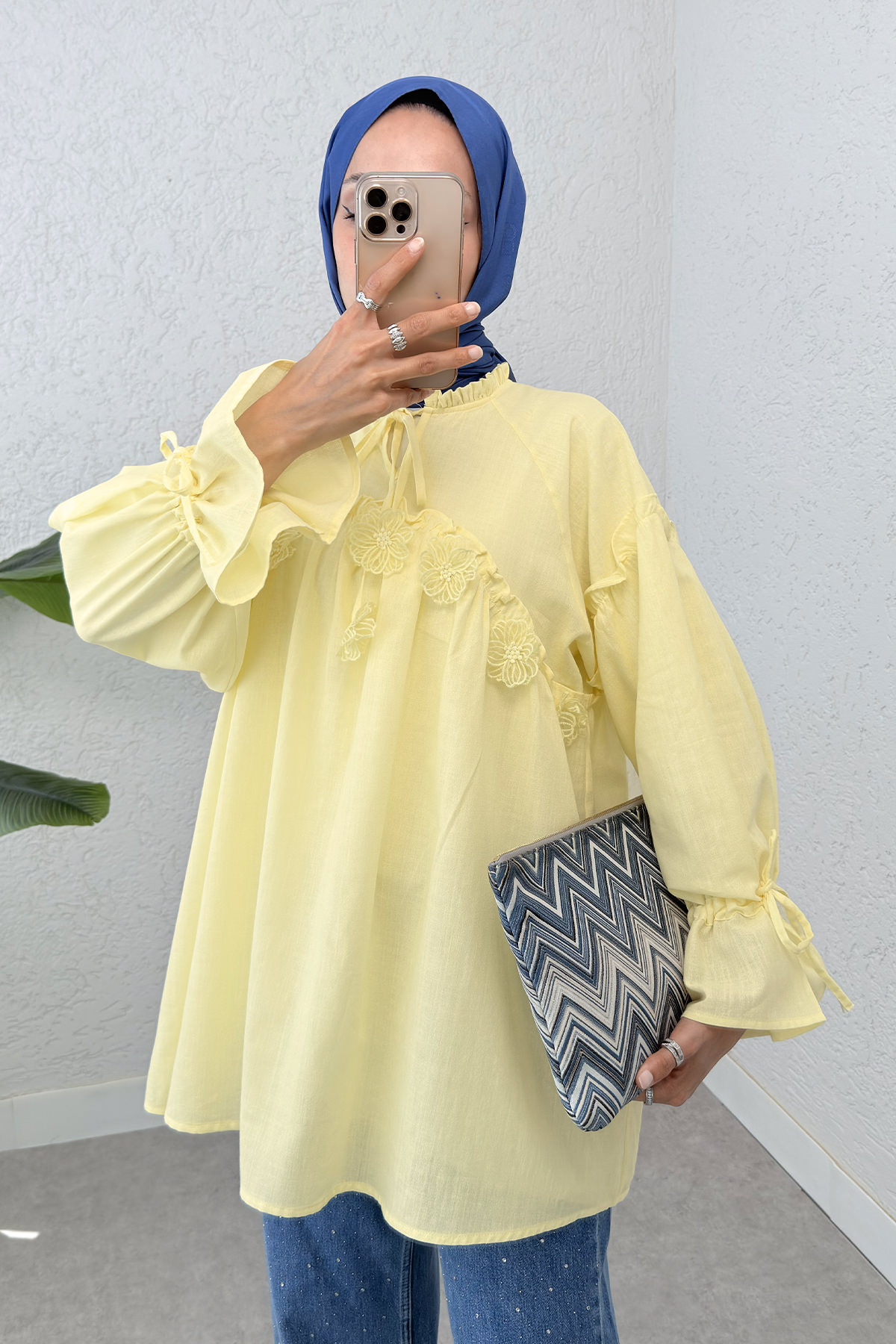 Brode Detaylı Tunik 2311 - SARI |  