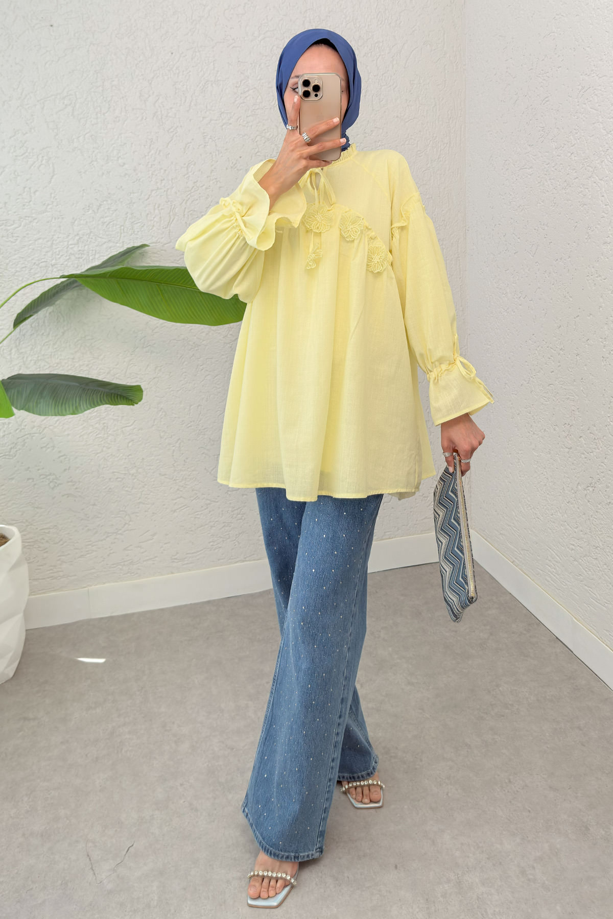 Brode Detaylı Tunik 2311 - SARI |  