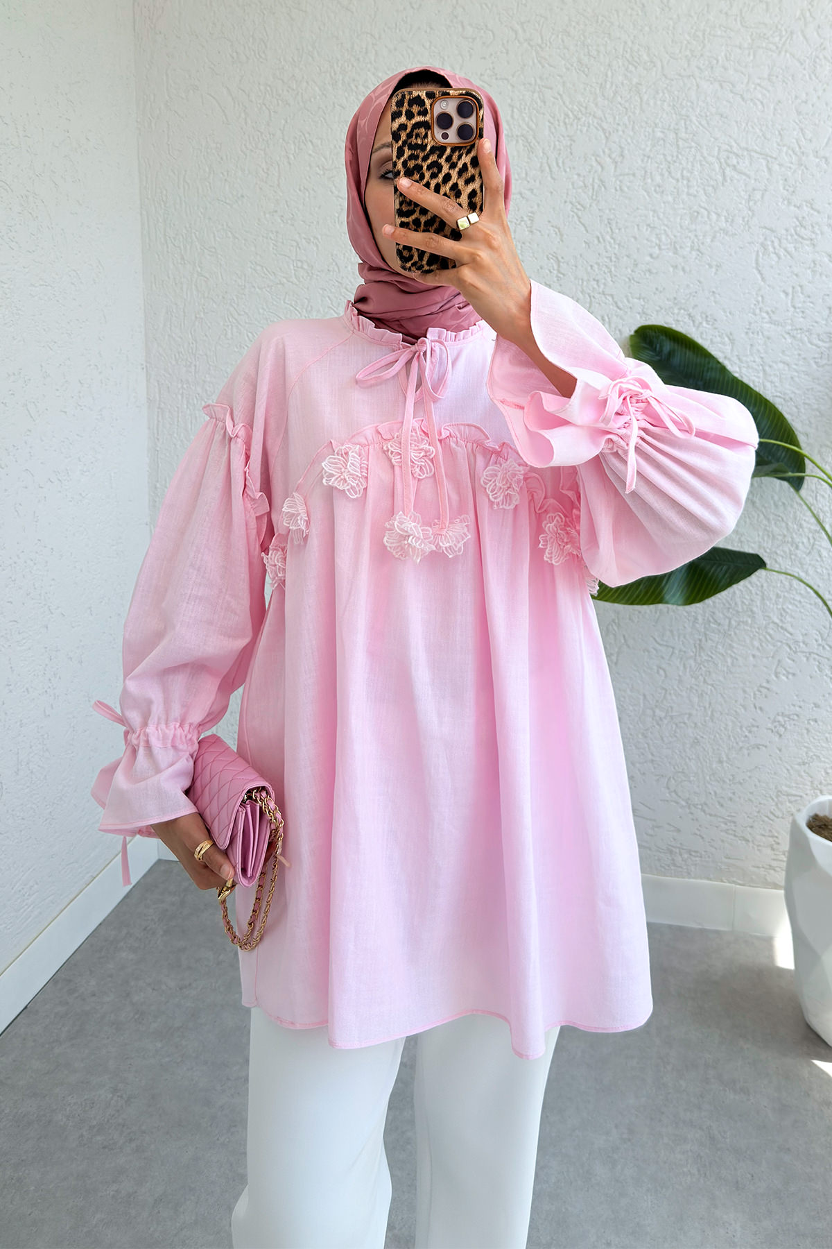Brode Detaylı Tunik 2311 - PEMBE |  