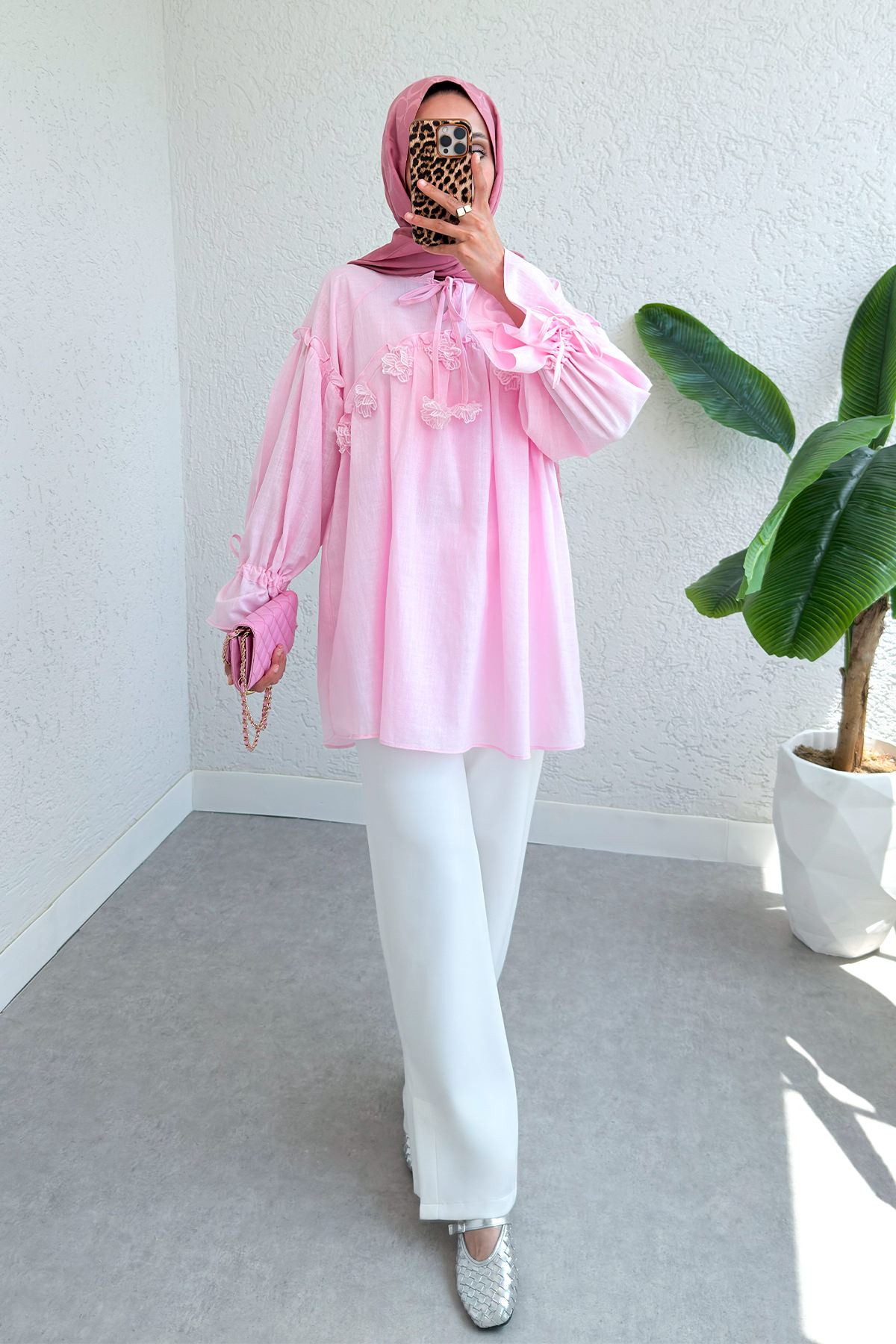 Brode Detaylı Tunik 2311 - PEMBE |  