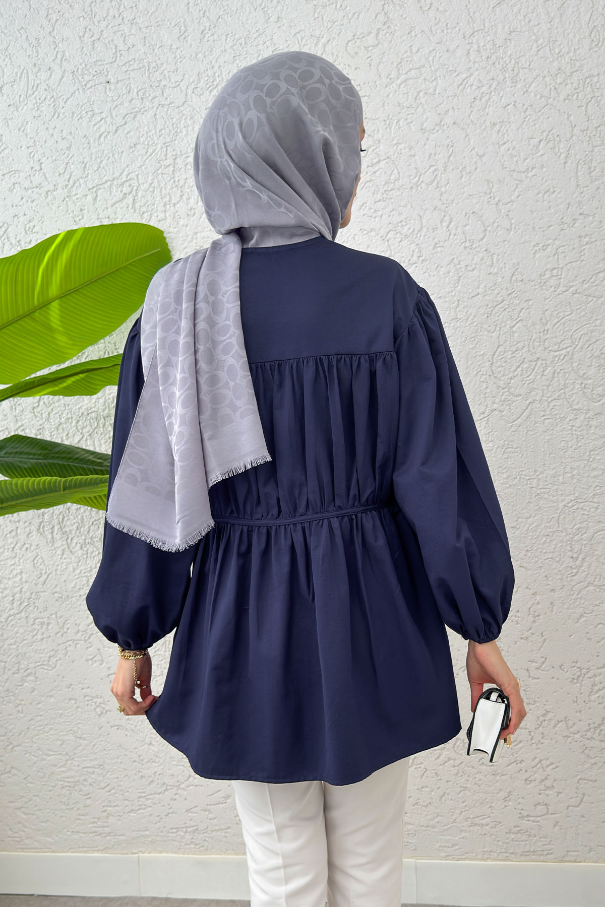 Büzgülü Bağcıklı Tunik 2252 - LACİVERT |  