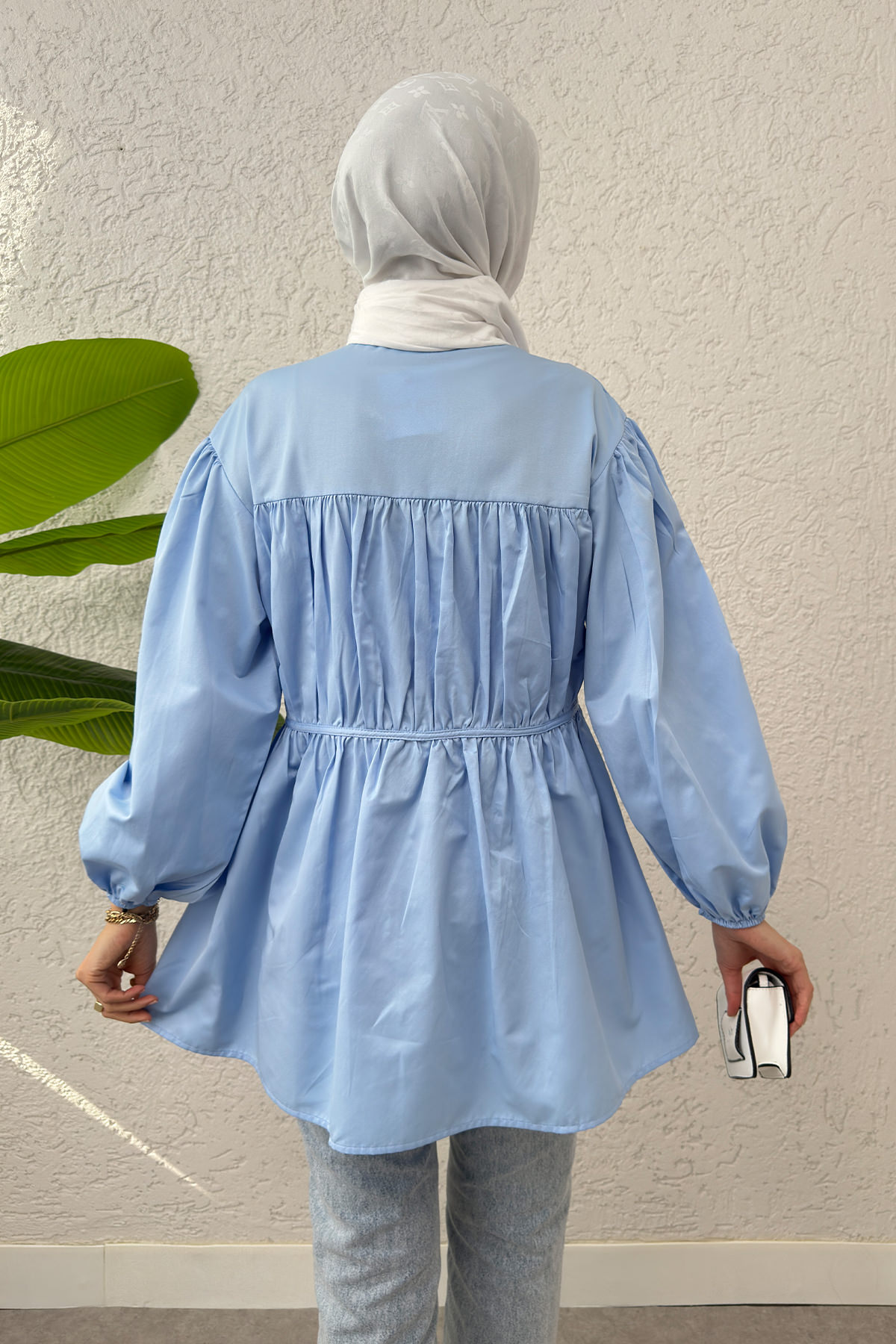 Büzgülü Bağcıklı Tunik 2252 - BEBE MAVİSİ |  