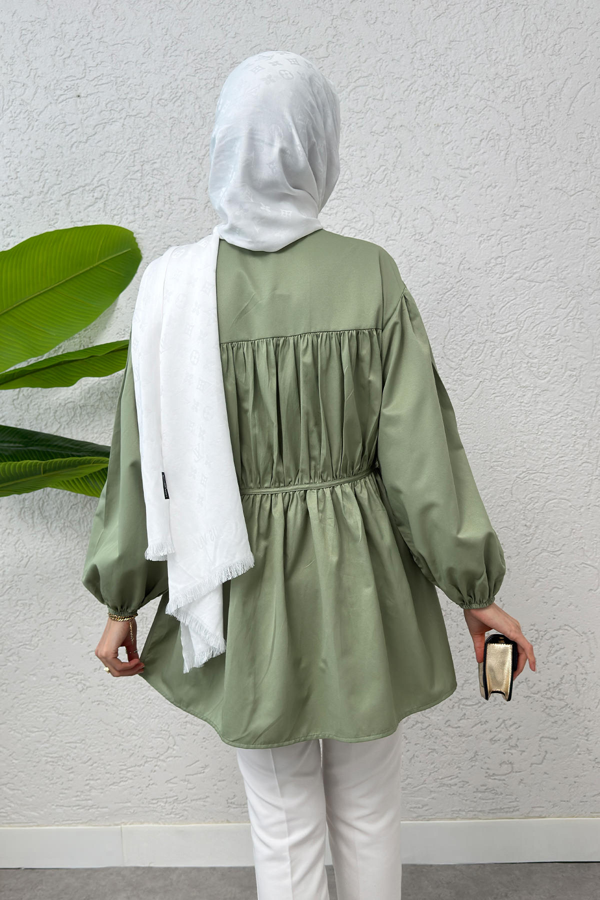 Büzgülü Bağcıklı Tunik 2252 - HAKİ |  