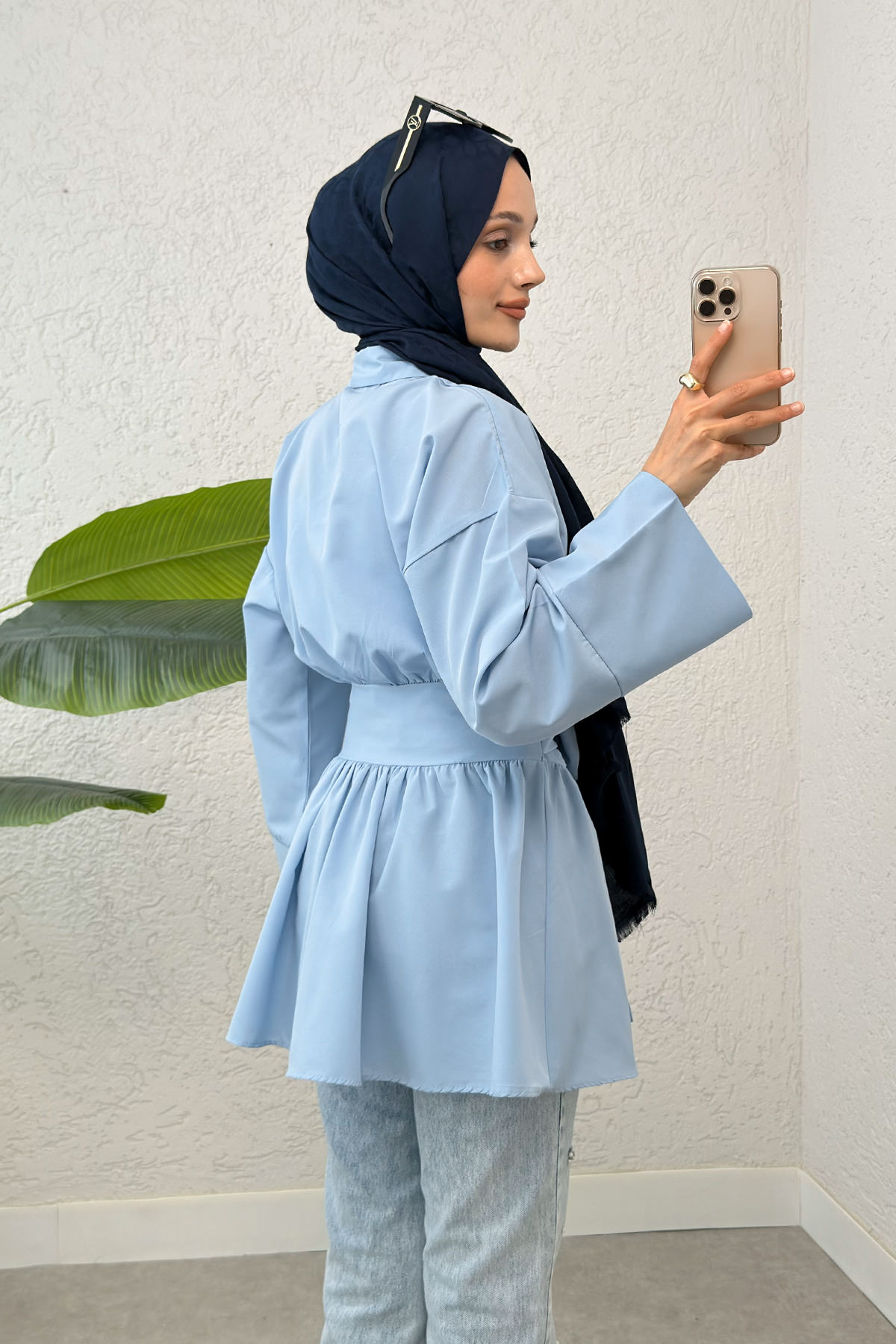 Kimono Kol Fiyonklu Tunik 1613 - BEBE MAVİSİ |  