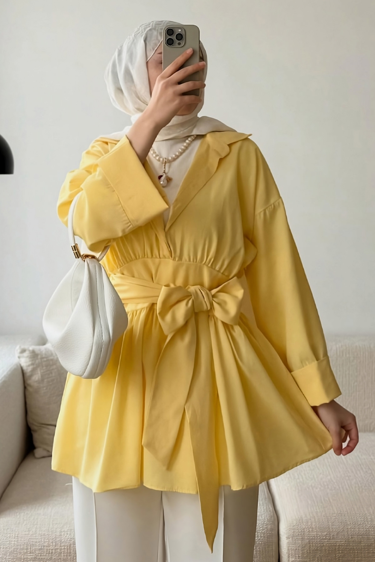 Kimono Kol Fiyonklu Tunik 1613 - SARI |  