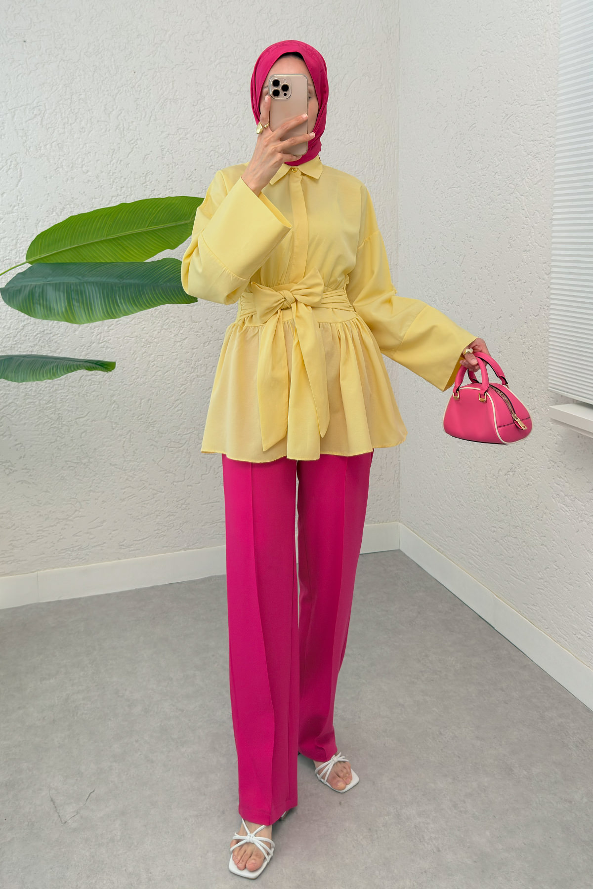 Kimono Kol Fiyonklu Tunik 1613 - SARI |  