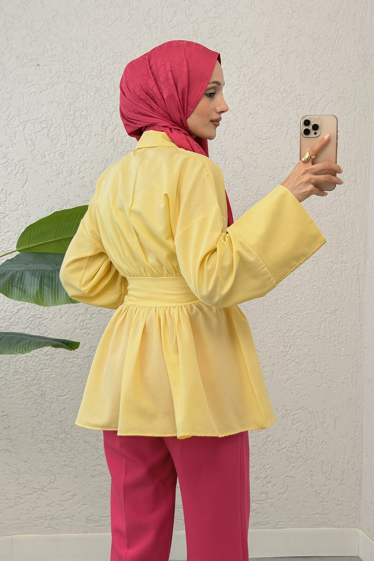 Kimono Kol Fiyonklu Tunik 1613 - SARI |  