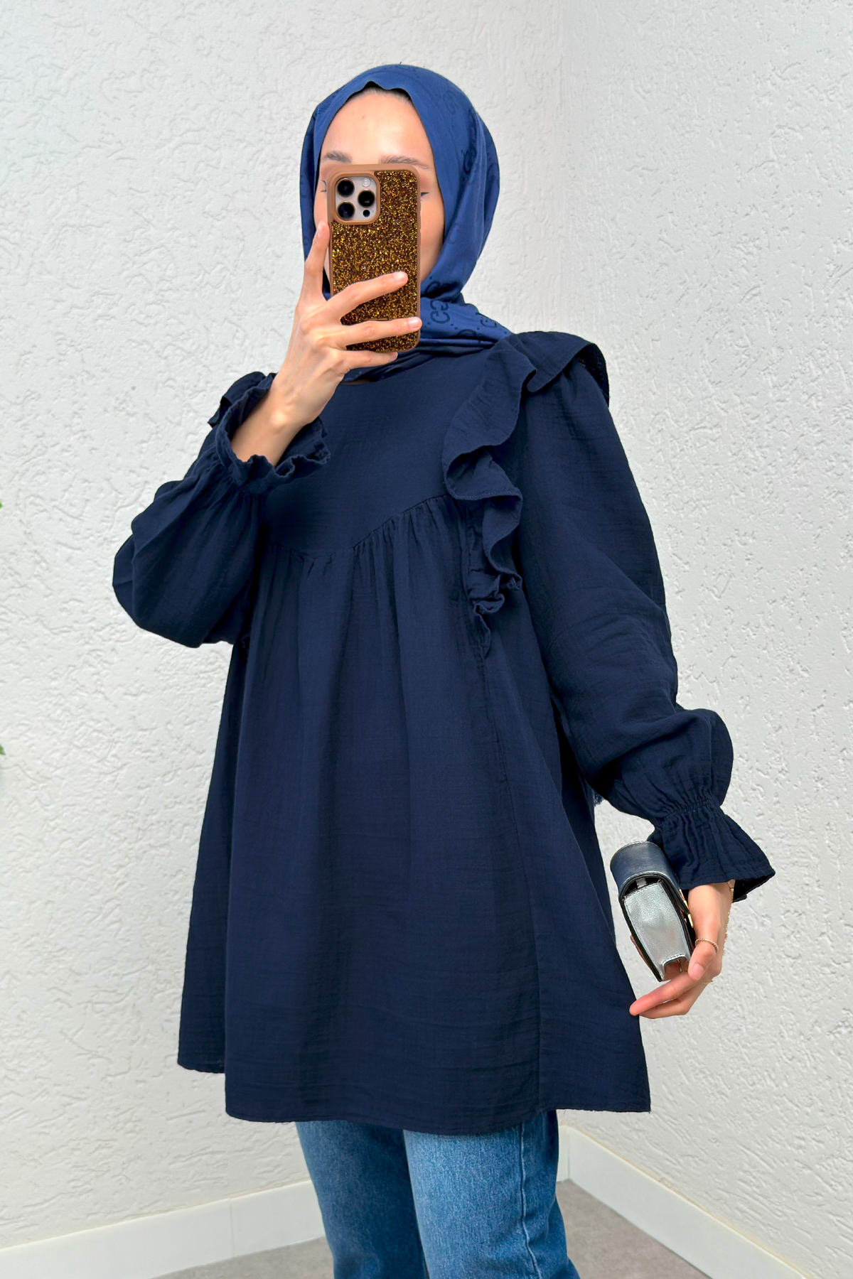 Omuz Fırfır Detaylı Tunik 2232 - LACİVERT |  