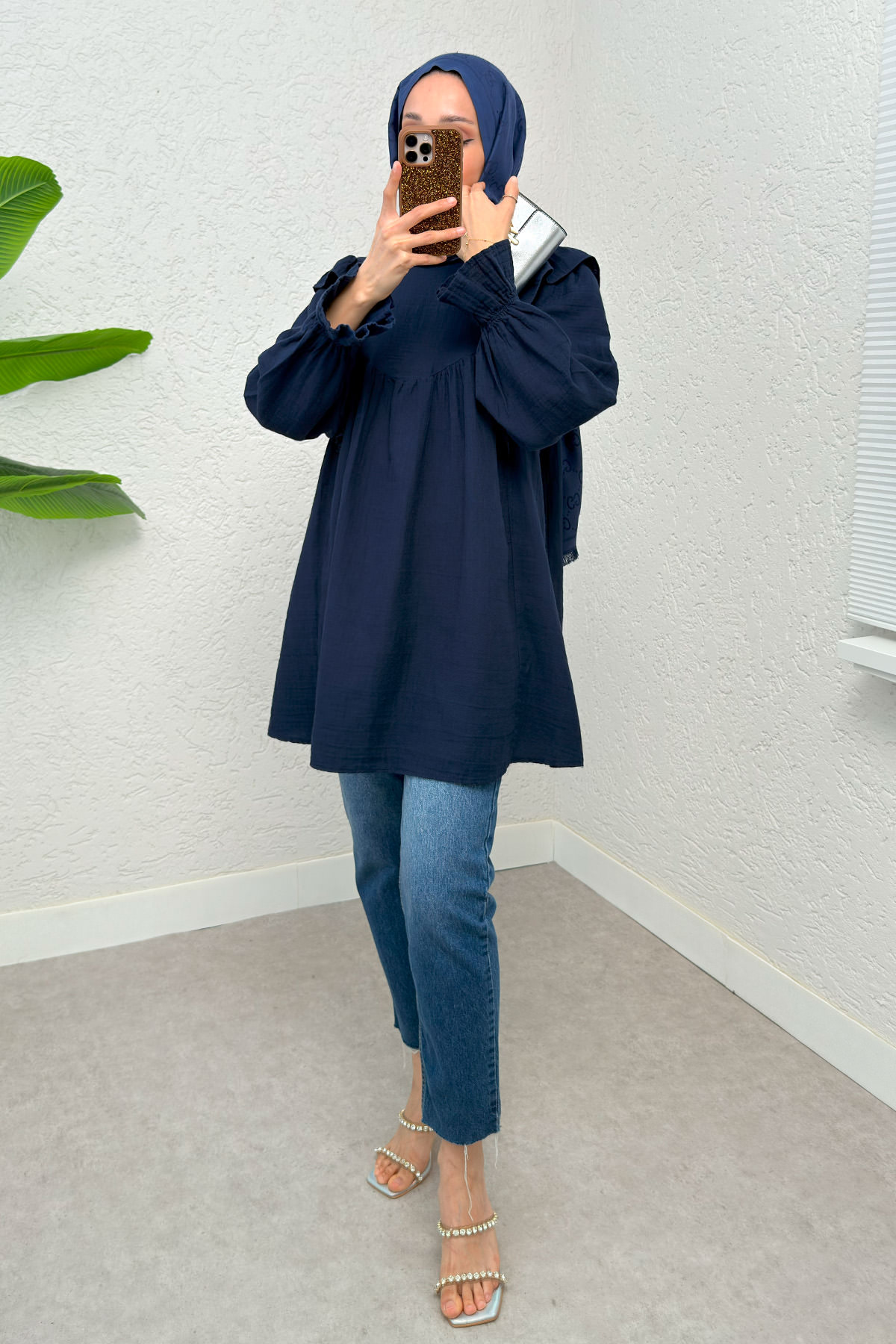 Omuz Fırfır Detaylı Tunik 2232 - LACİVERT |  
