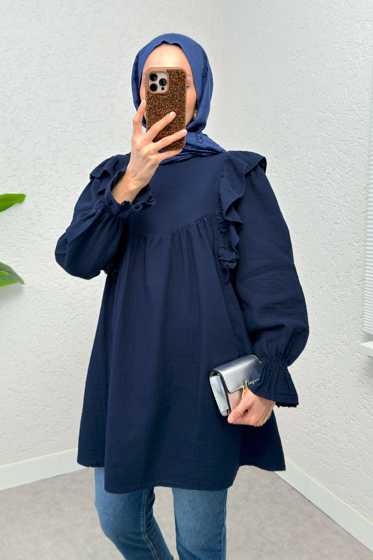 Omuz Fırfır Detaylı Tunik 2232 - LACİVERT |  