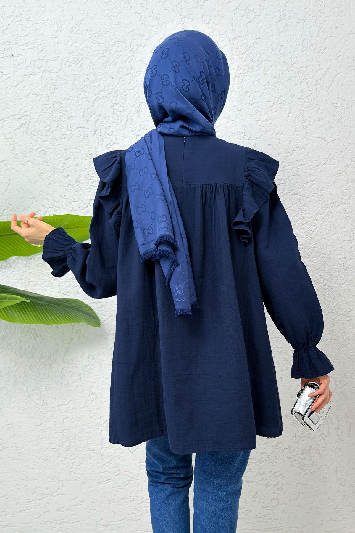 Omuz Fırfır Detaylı Tunik 2232 - LACİVERT |  