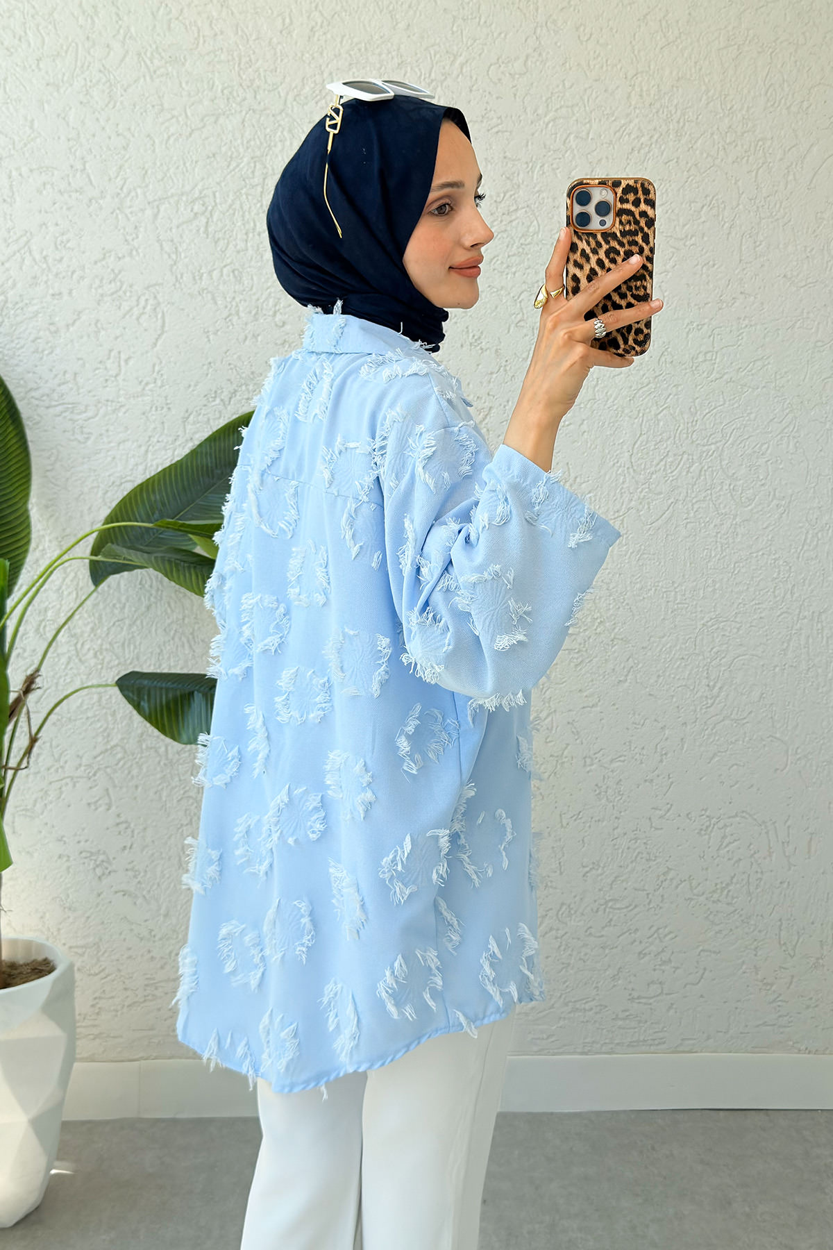 Püskül Detaylı Uzun Kimono 2334 - BEBE MAVİSİ |  