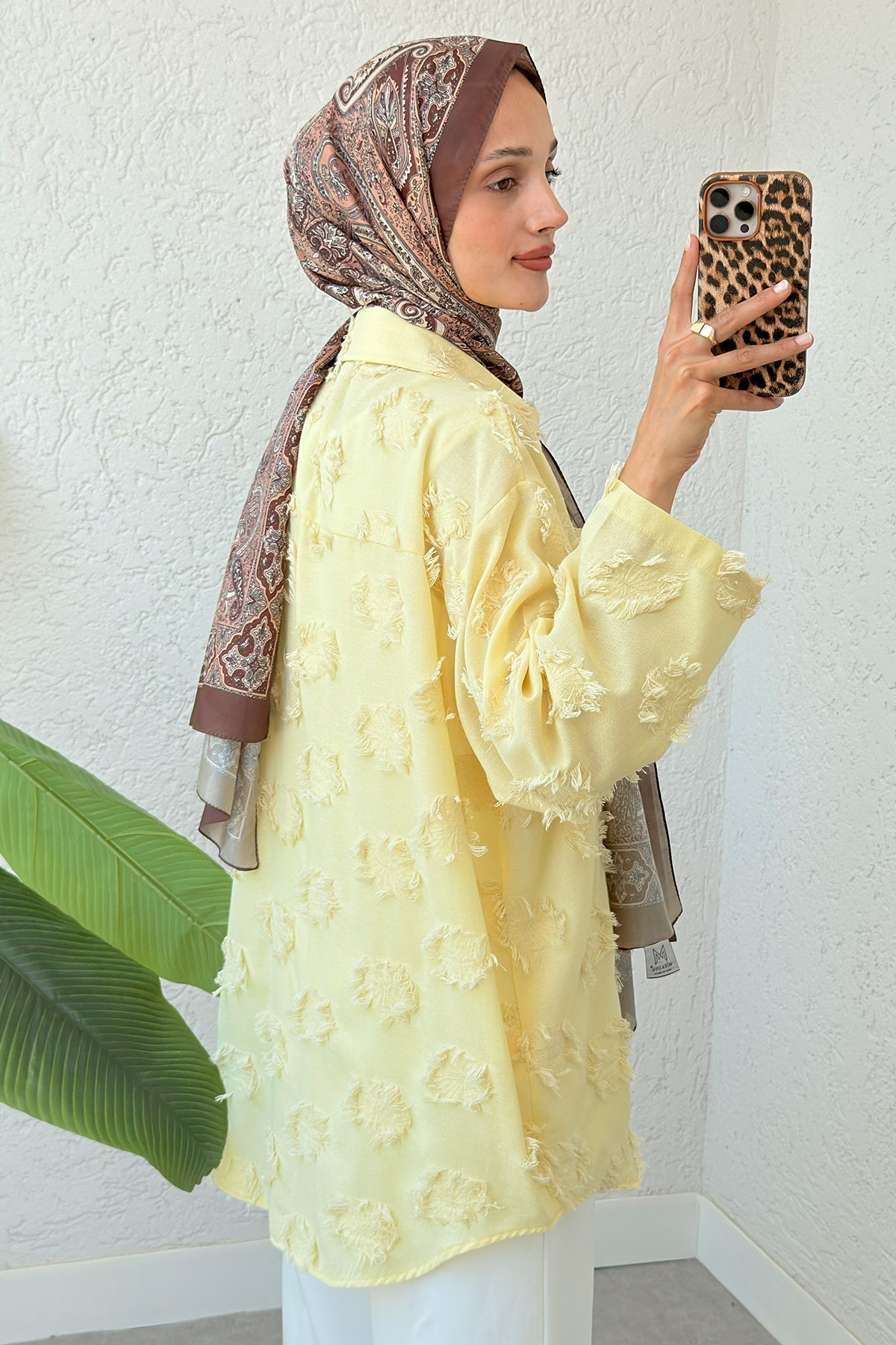 Püskül Detaylı Uzun Kimono 2334 - SARI |  