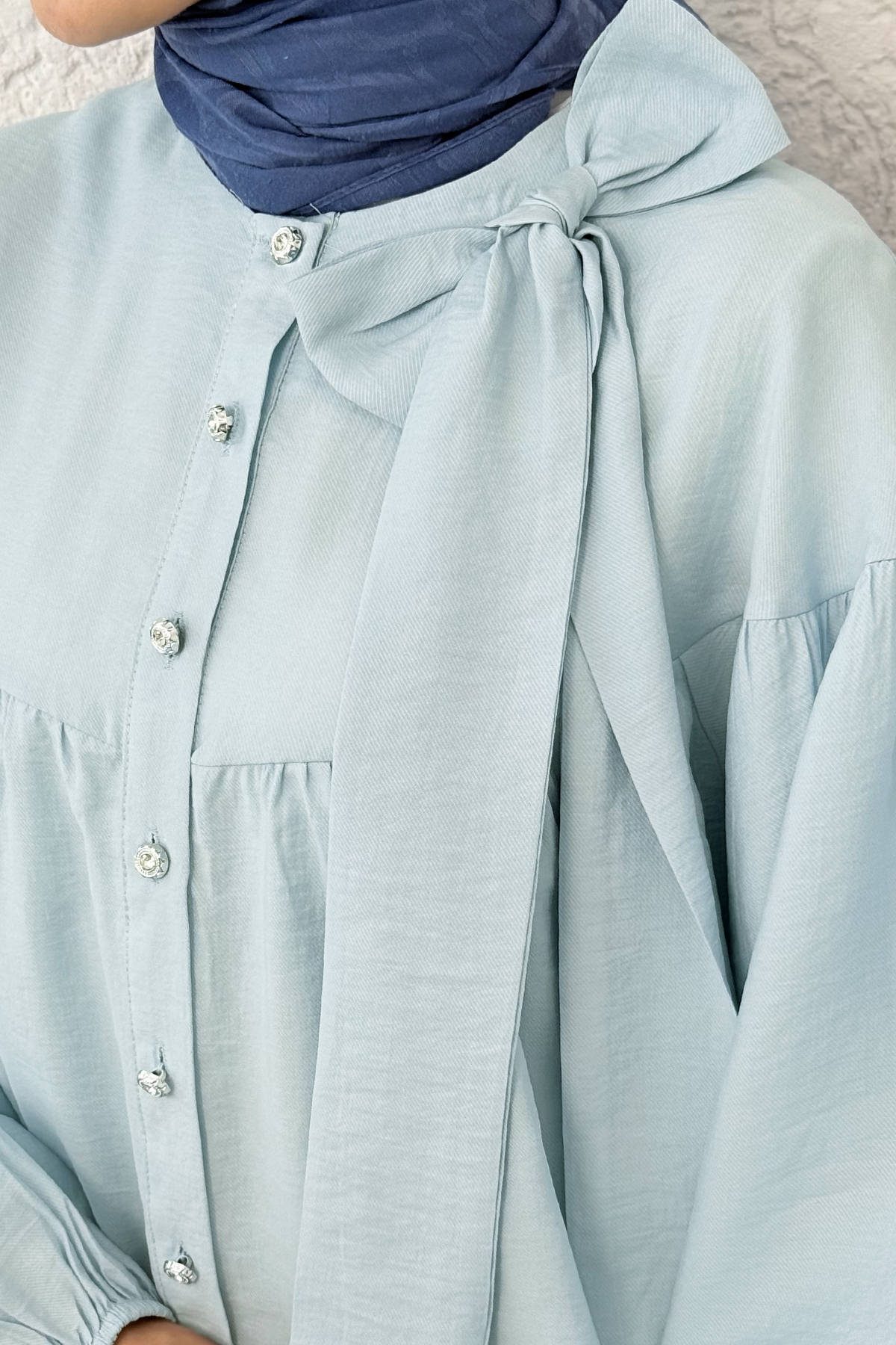 Omuz Fiyonklu Tunik 2327 - BEBE MAVİSİ |  