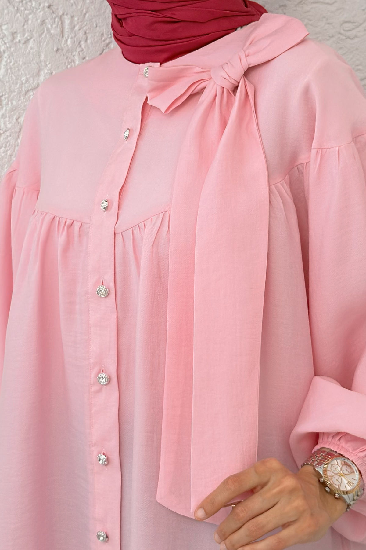 Omuz Fiyonklu Tunik 2327 - PEMBE |  