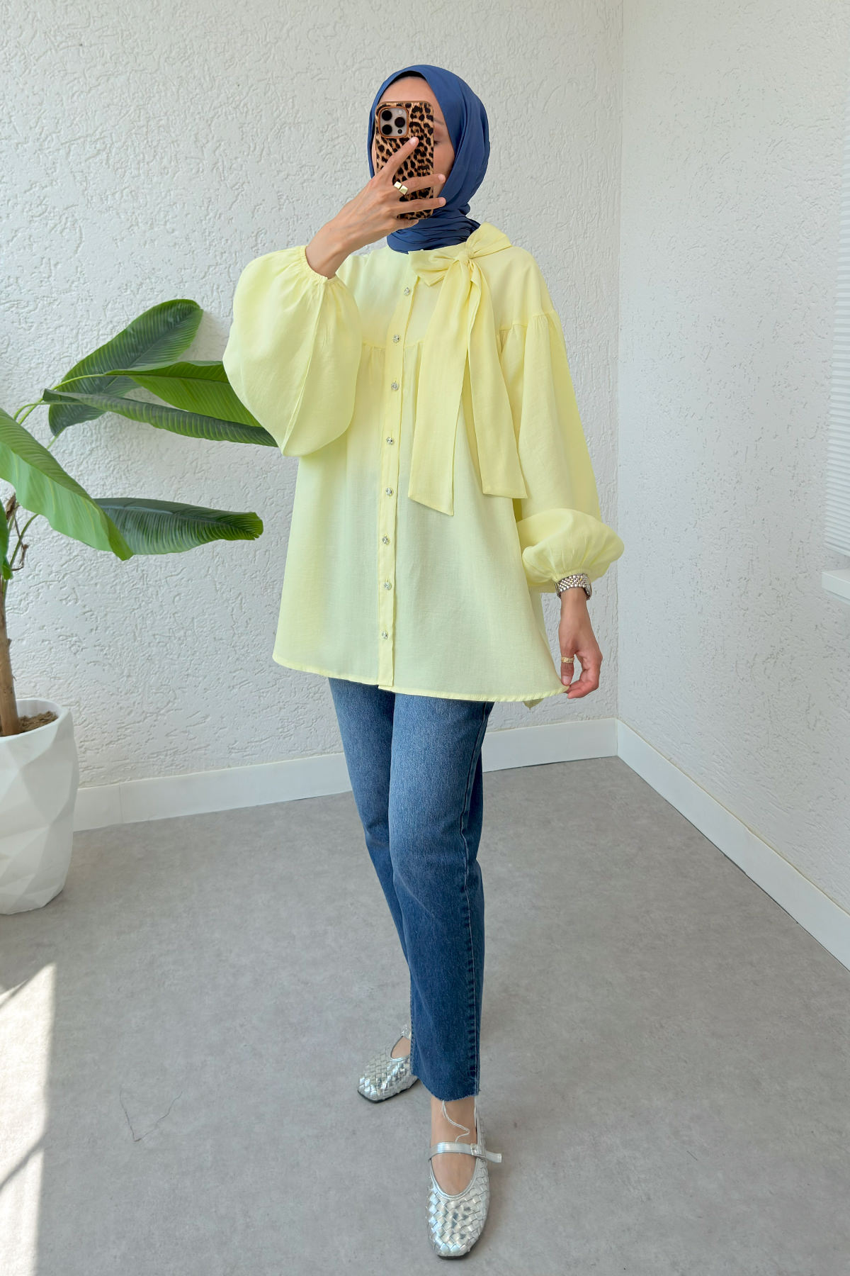 Omuz Fiyonklu Tunik 2327 - SARI |  