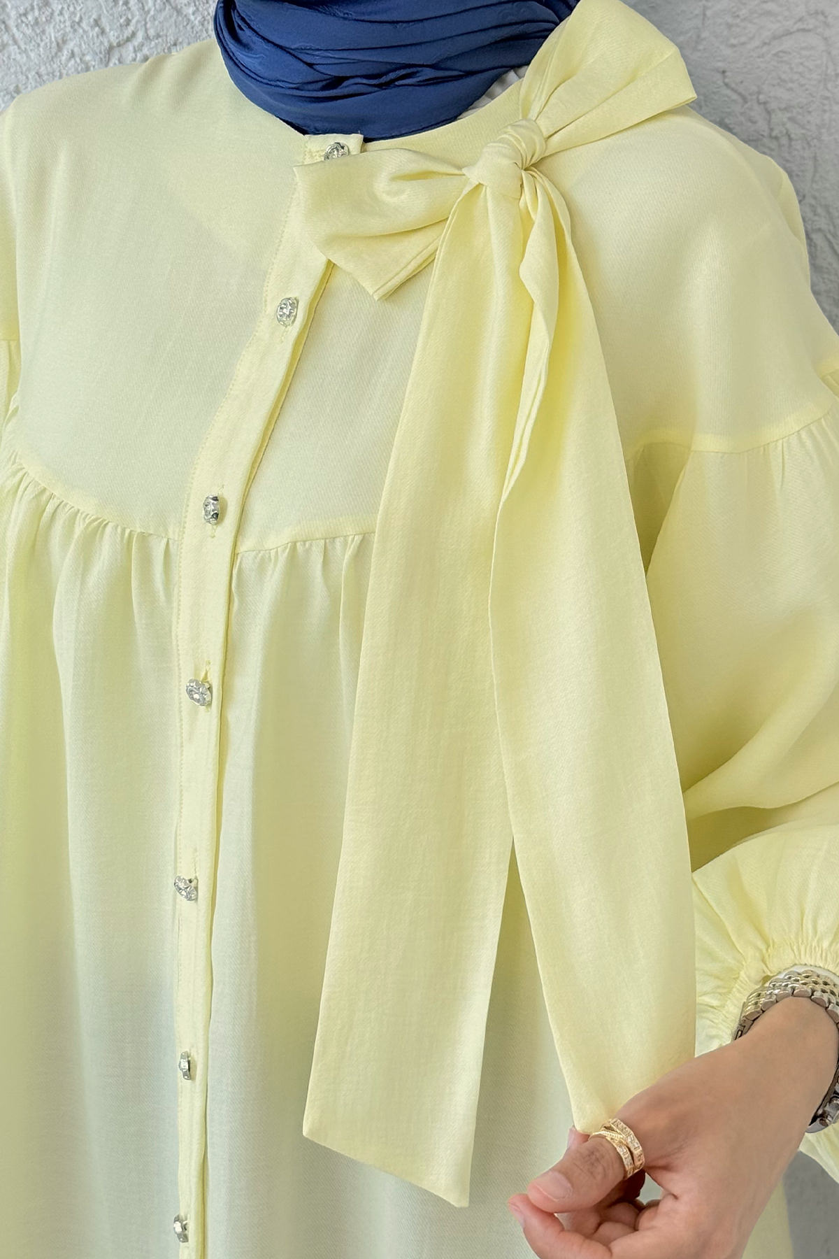 Omuz Fiyonklu Tunik 2327 - SARI |  