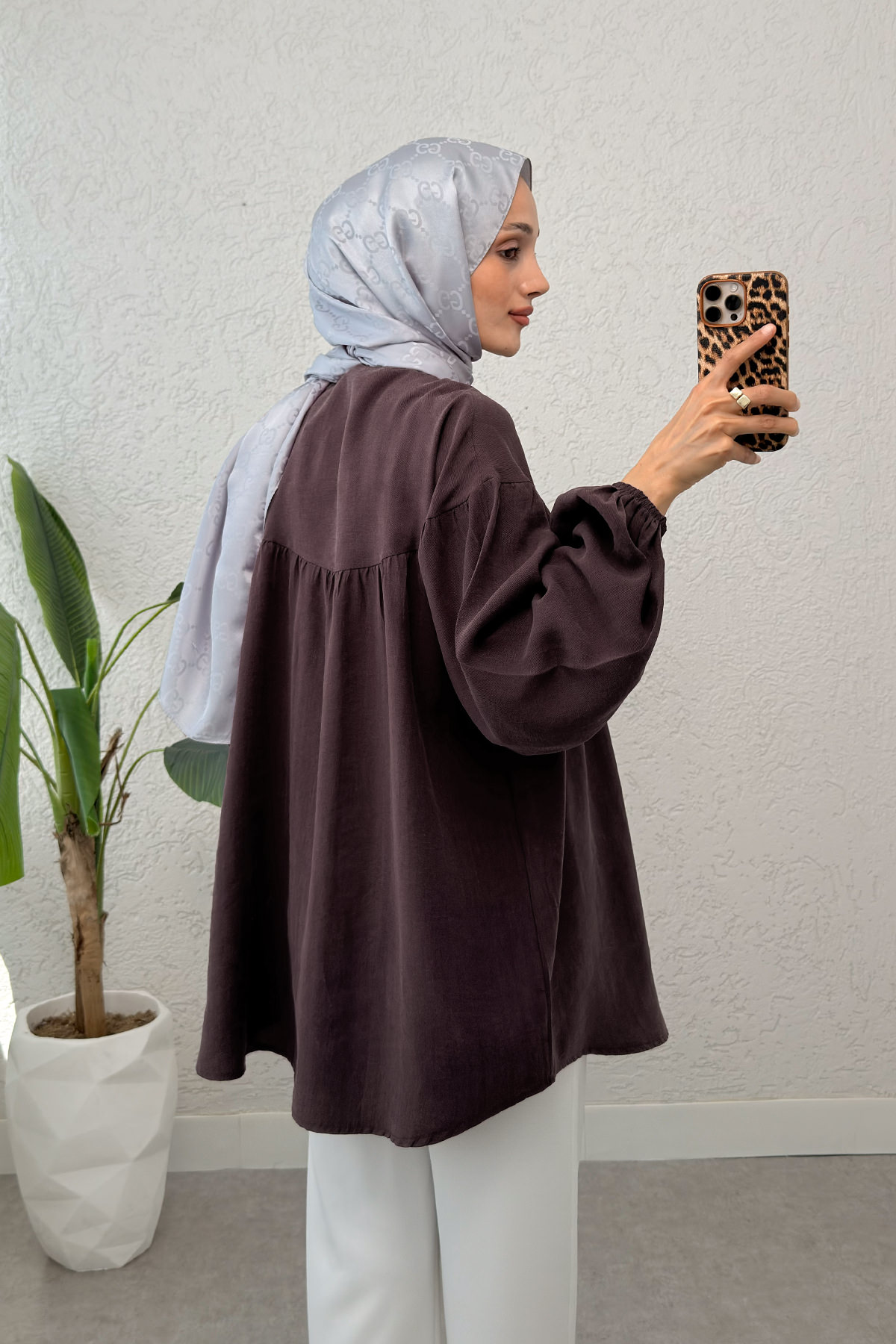 Omuz Fiyonklu Tunik 2327 - VİŞNE ÇÜRÜĞÜ |  